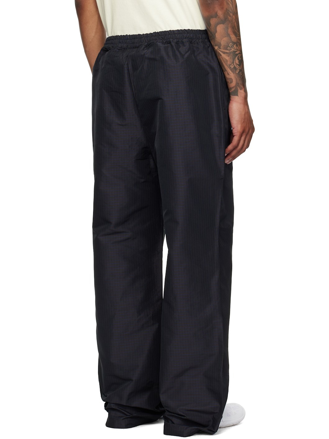 Brown & Navy Check Track Pants - 3
