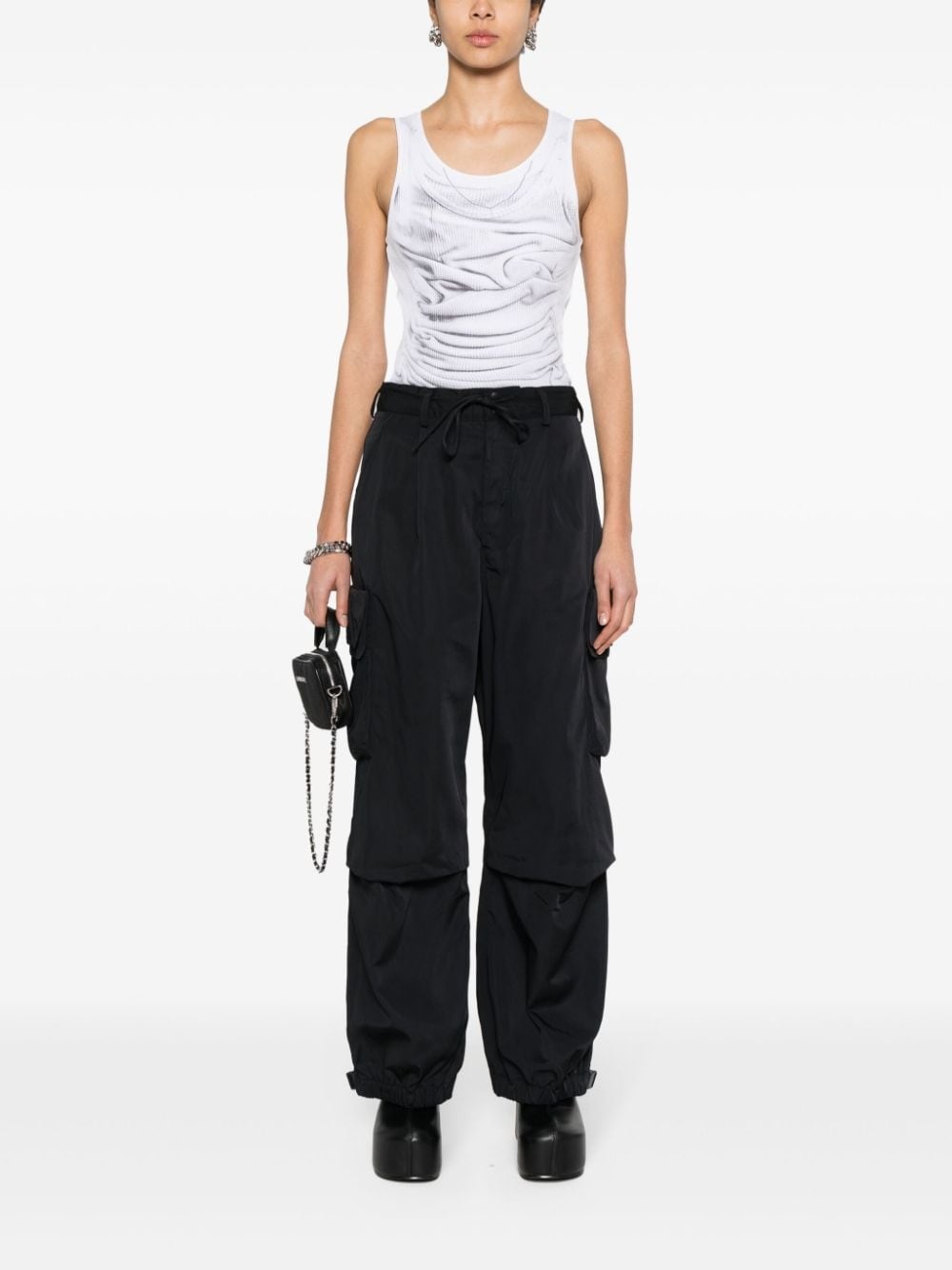 cargo-pockets twill trousers - 2