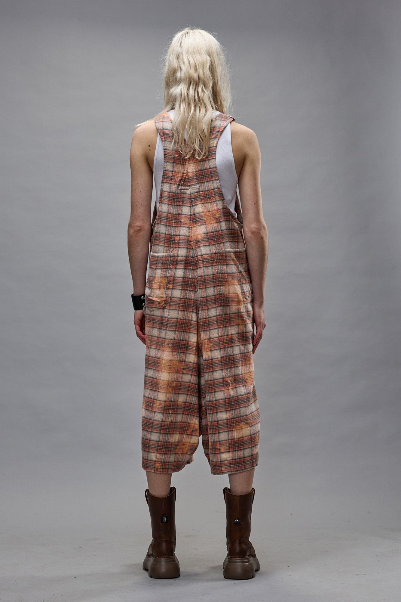 JUMBO OVERALL - BLEACHED ORANGE PLAID - 2