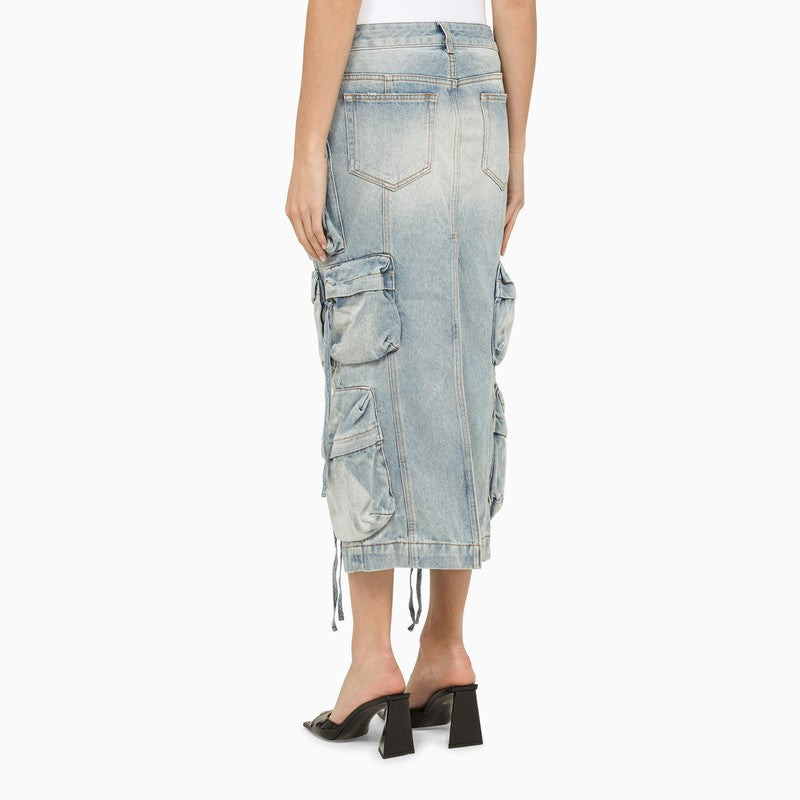 The Attico Blue Denim Cargo Midi Skirt Women - 2