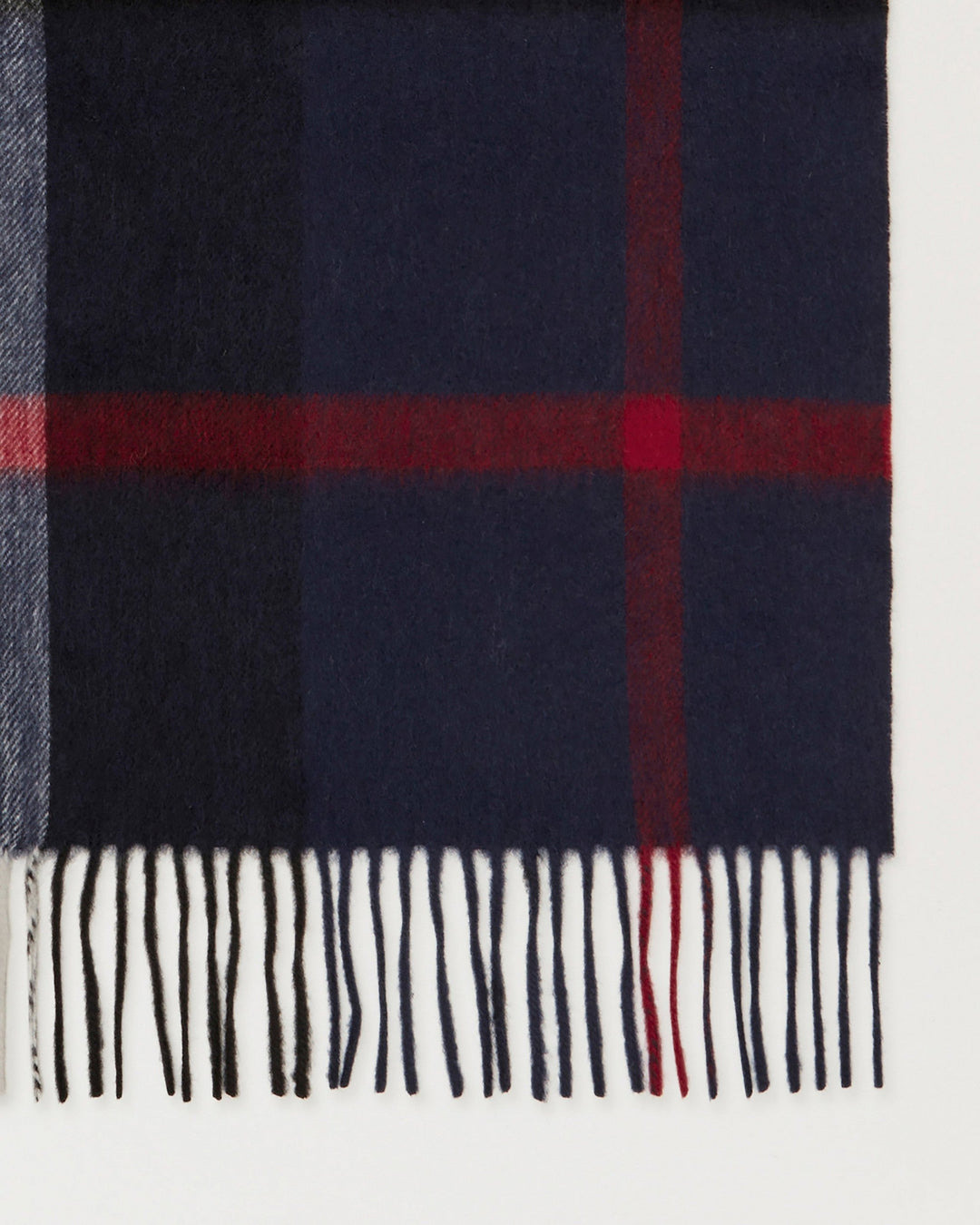 Small Check Merino Wool Scarf Night Sky & Lancaster Red Merino Wool - 3