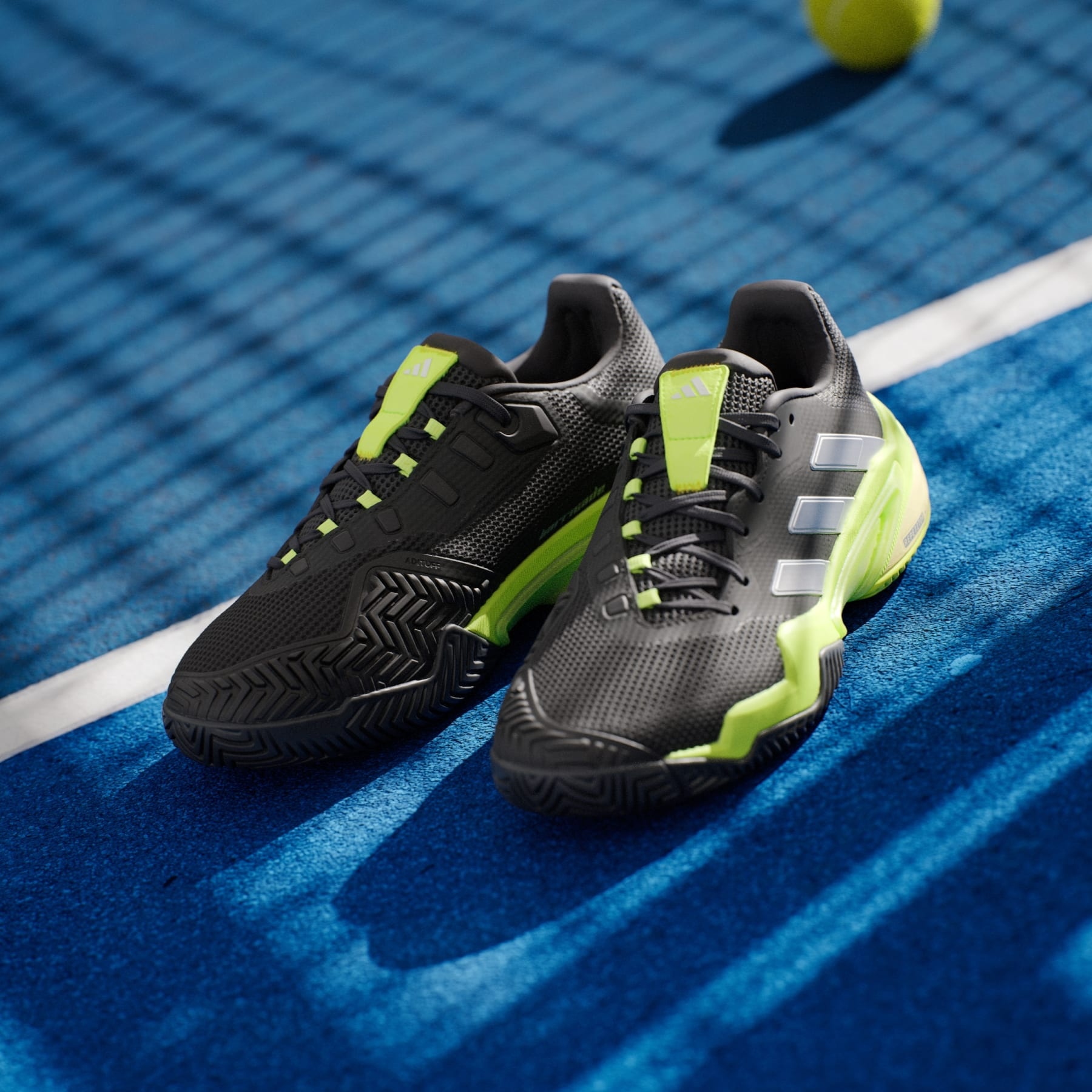 Mens Sz 9.5 New Adidas Tennis Shoes Barricade 13 IH2559 green/black New Adidas Barricade 13 Black Lucid Lemon Tennis Shoes IH2559  main image 4