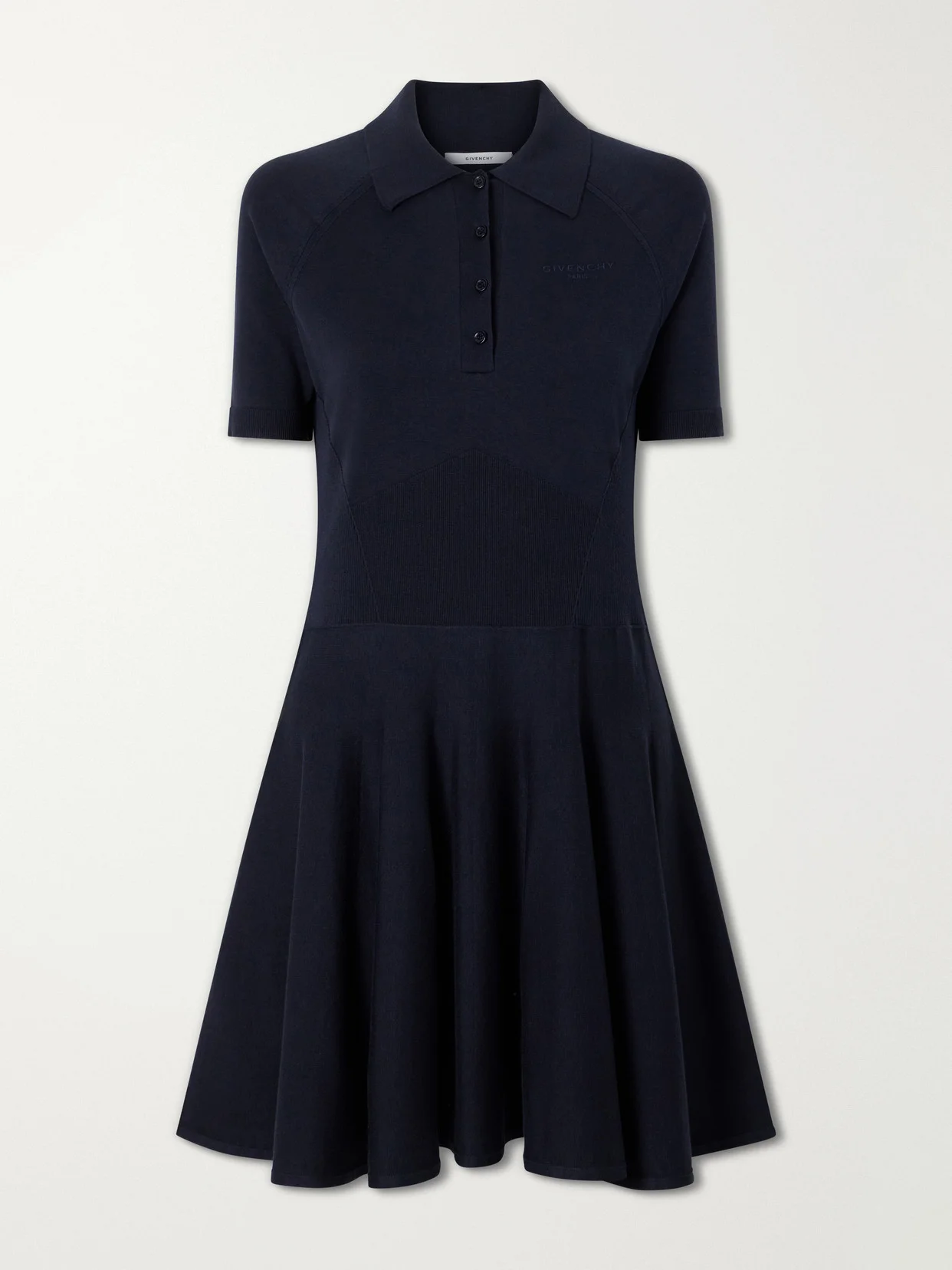 Ribbed Cotton-blend Polo Dress - 1
