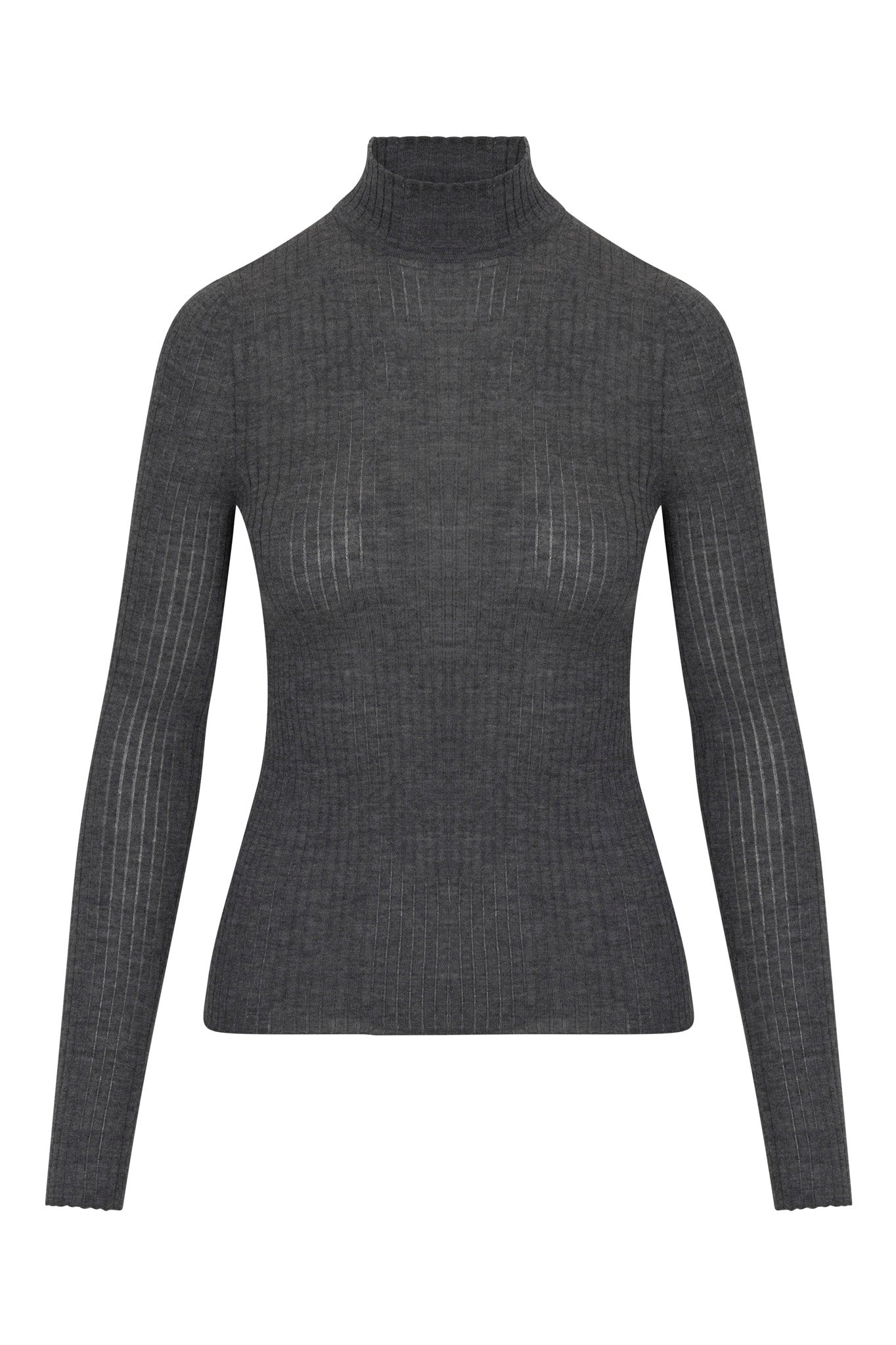 CHARCOAL CASHMERE MOCK NECK - 4