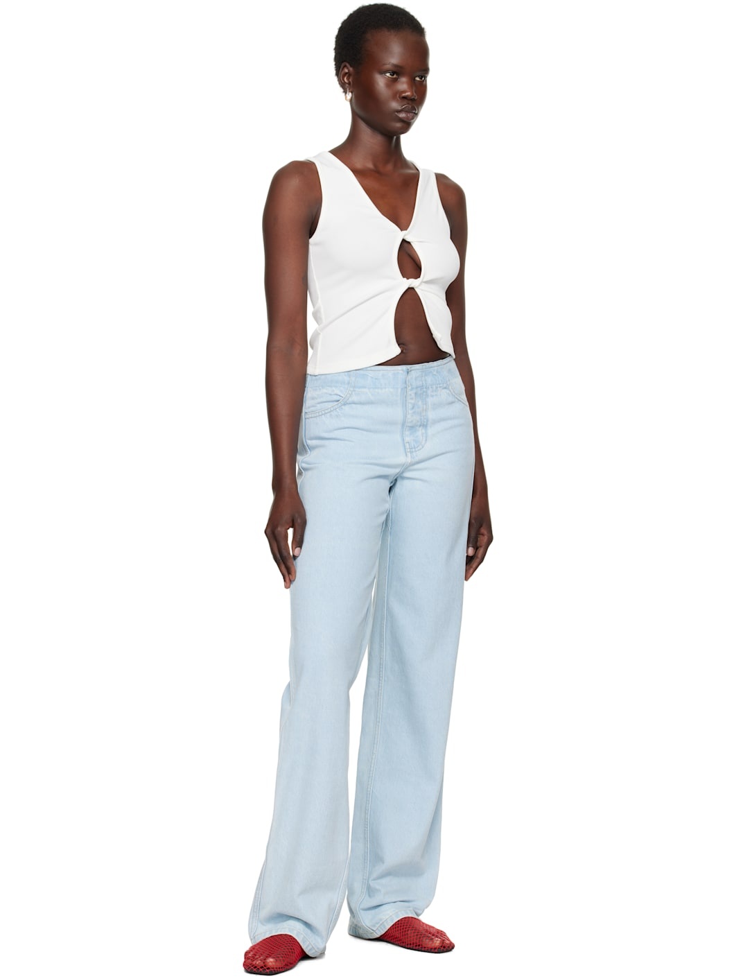 White Open Twist Tank Top - 4