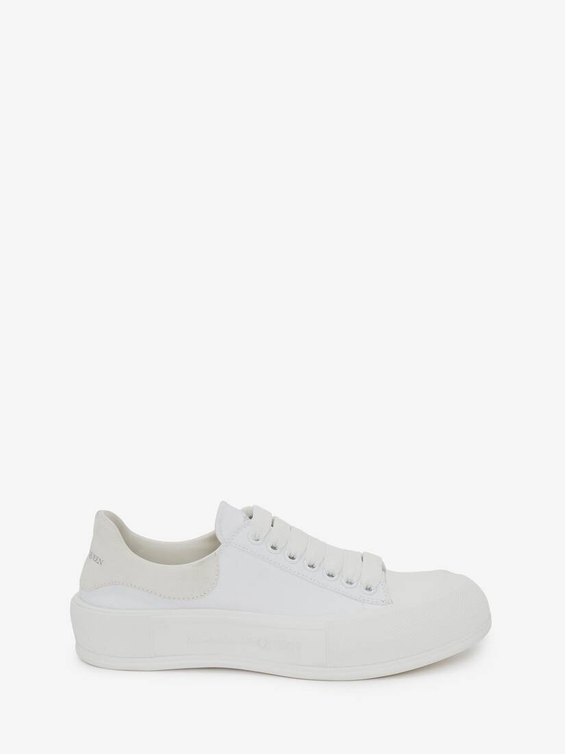 Women's Deck Lace Up Plimsoll in White - 1