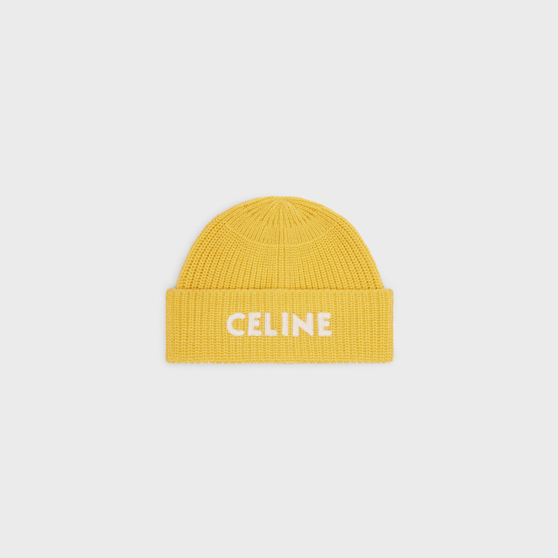 CELINE EMBROIDERED KNIT WOOL BEANIE 1