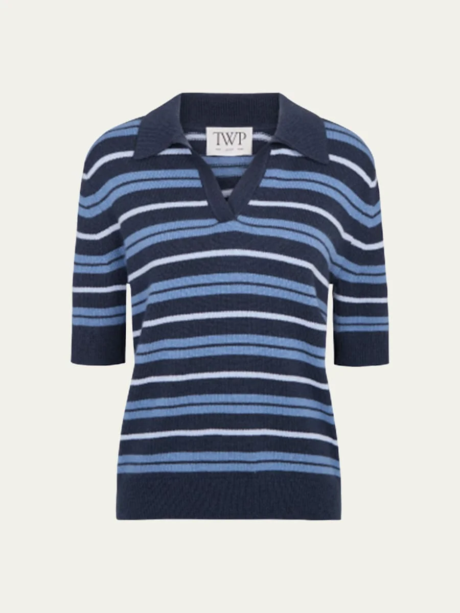 Slightly Oversized Striped Cashmere Polo - 1