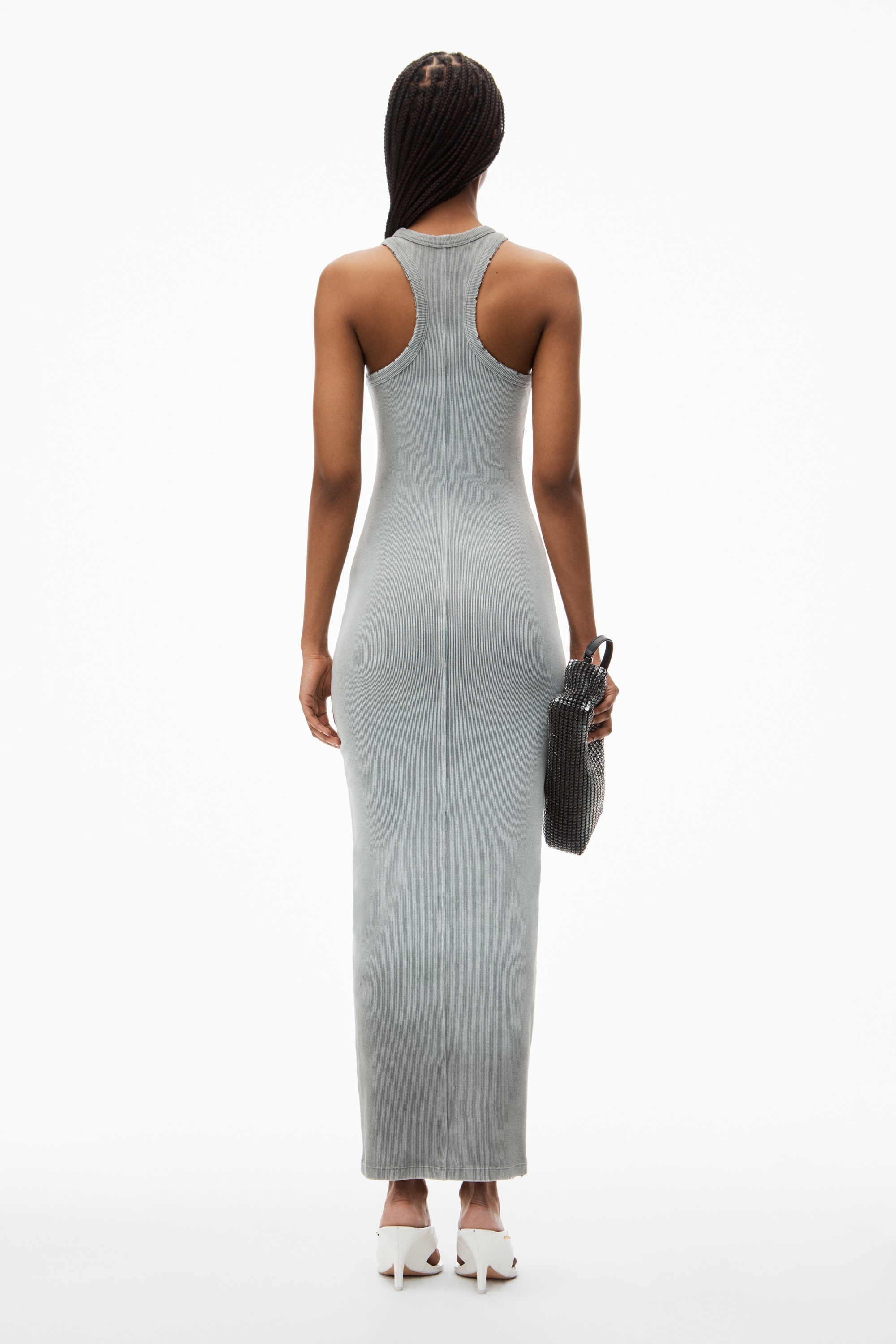 Distressed Maxi Dress in Stretch Crepe - 5