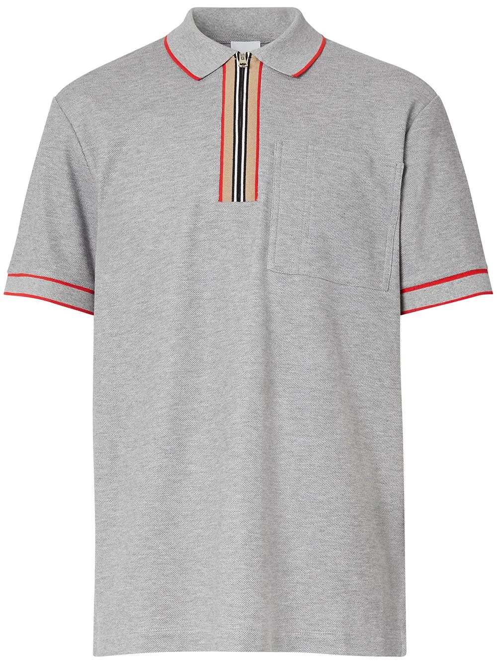 Icon stripe zipped polo shirt - 1