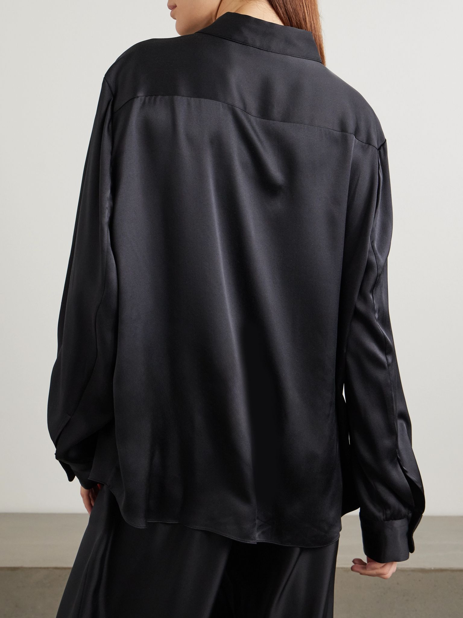 Silk-satin shirt Black - 4