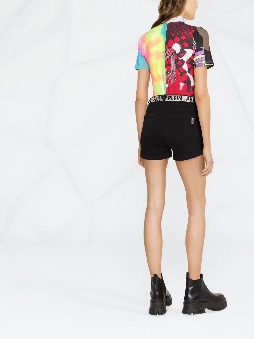 logo-embellished denim shorts - 4