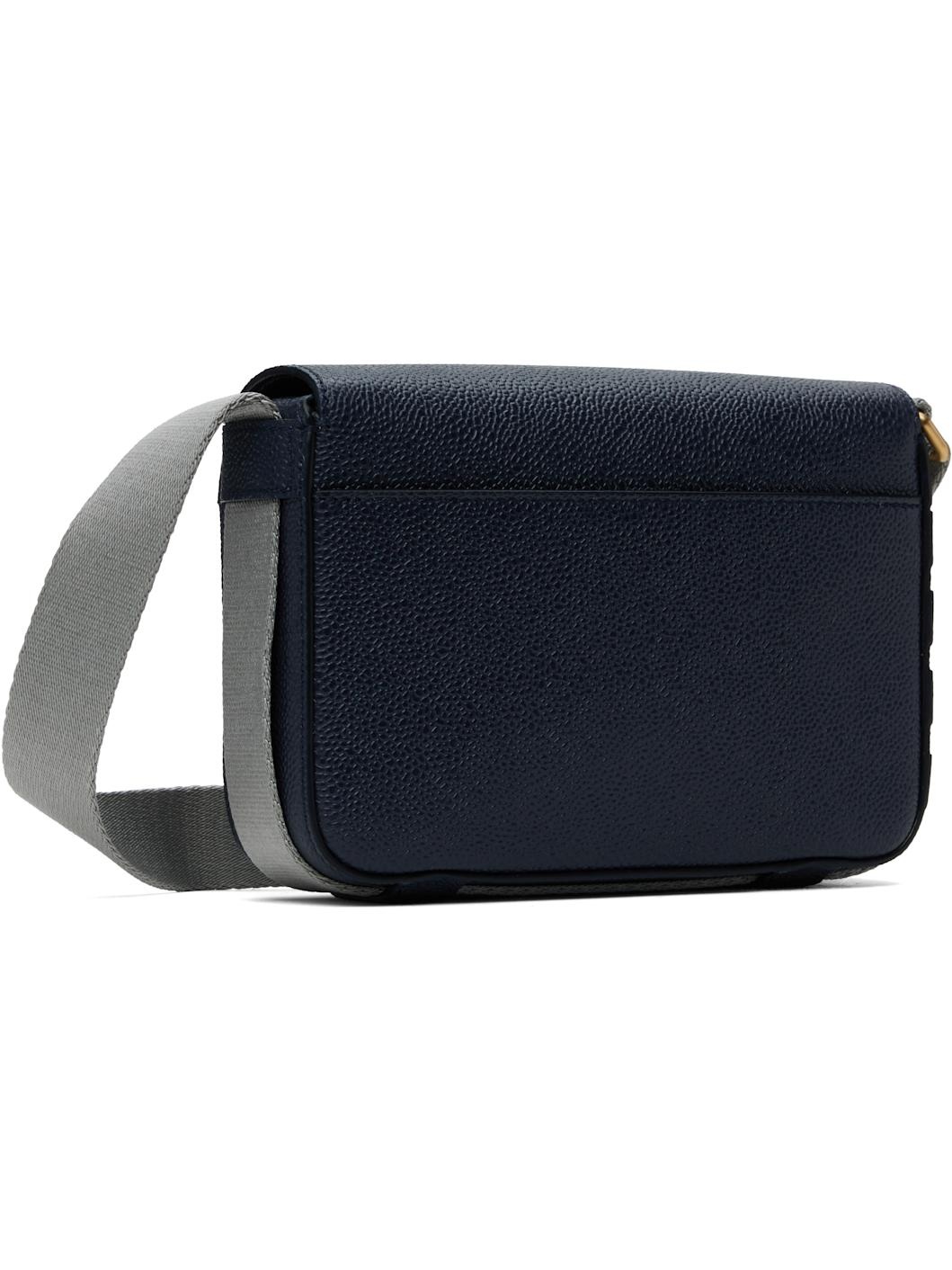 Navy Pebble Grain Small Reporter Bag - 3