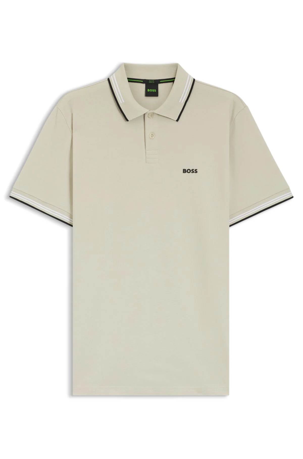 STRETCH-COTTON SLIM-FIT POLO SHIRT WITH BRANDING AND STRIPES - 1