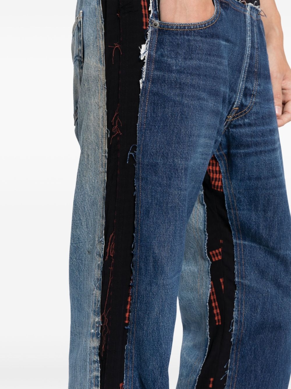 contrast-panel straight-leg jeans - 5
