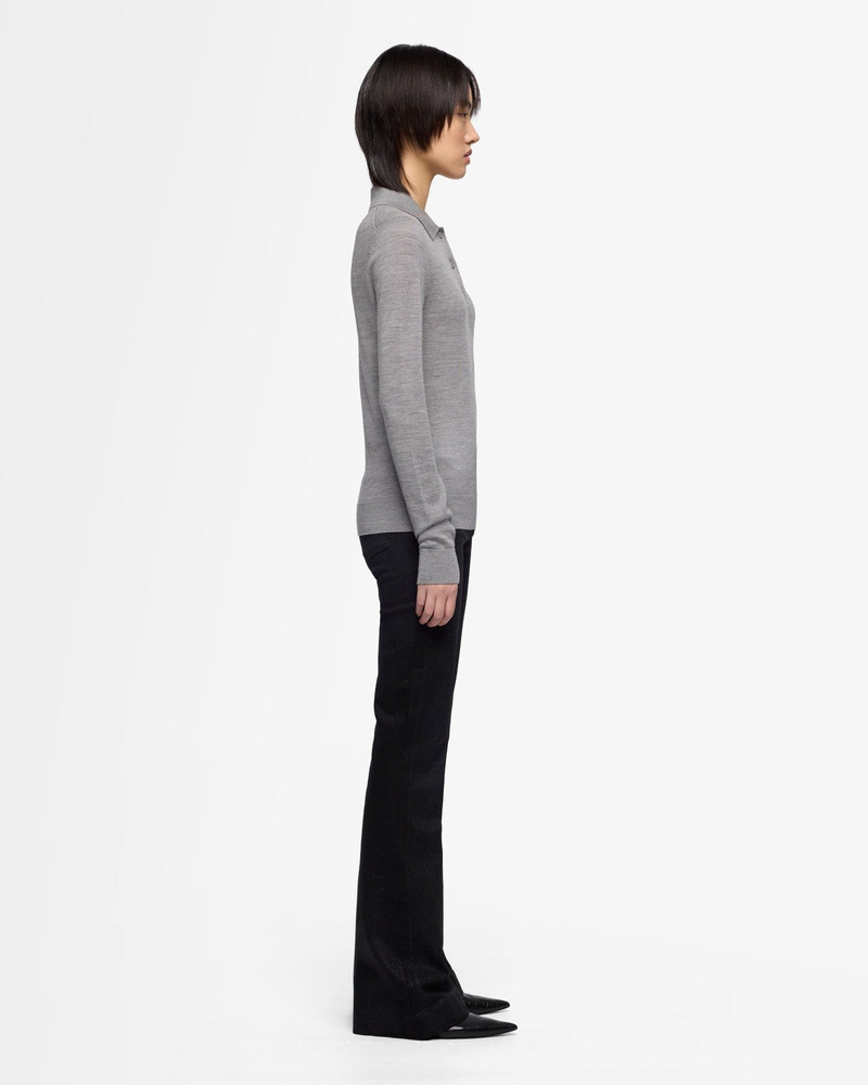 Wool Long Sleeve Polo Sweater in Slate 6