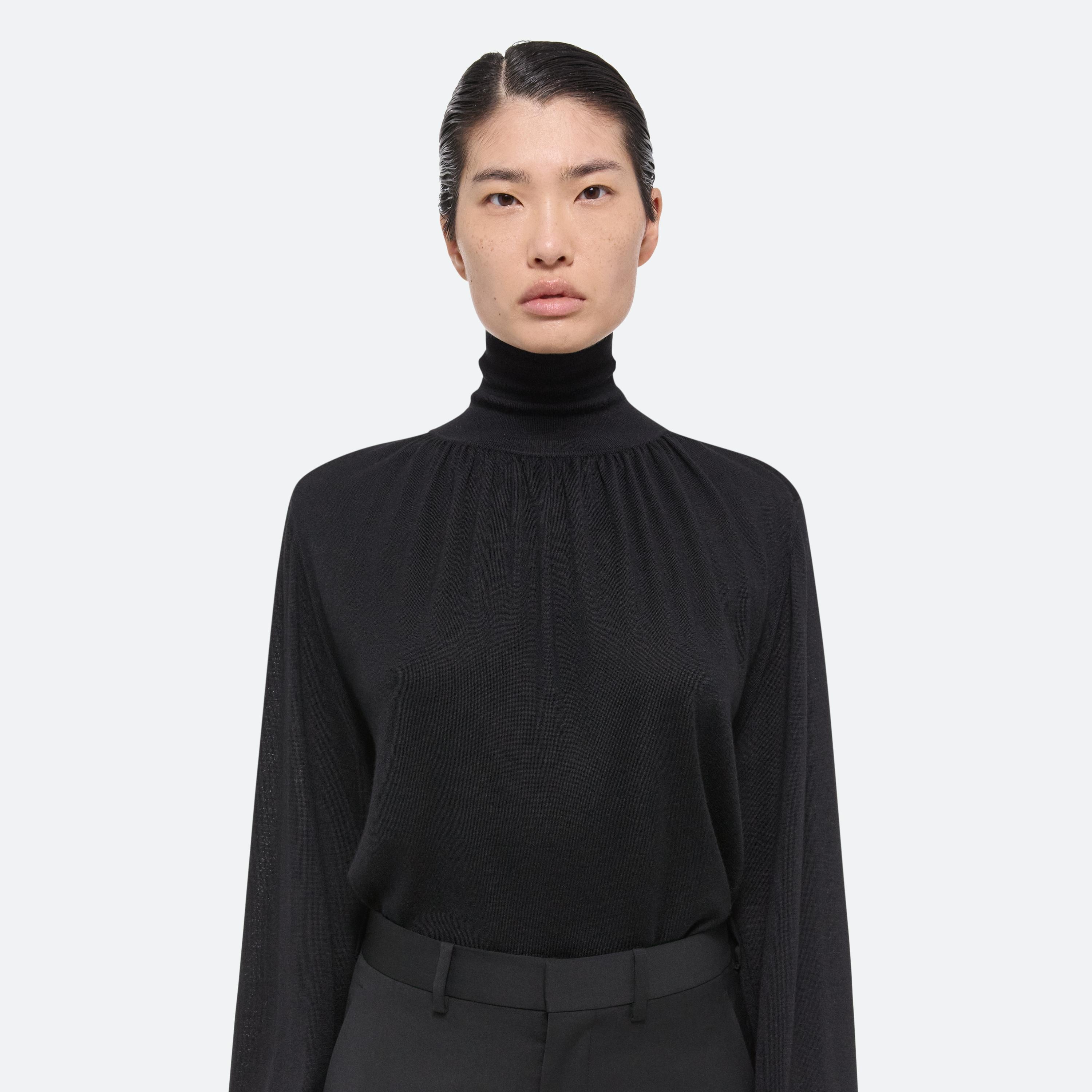RUCHED WOOL-SILK TURTLENECK - 6