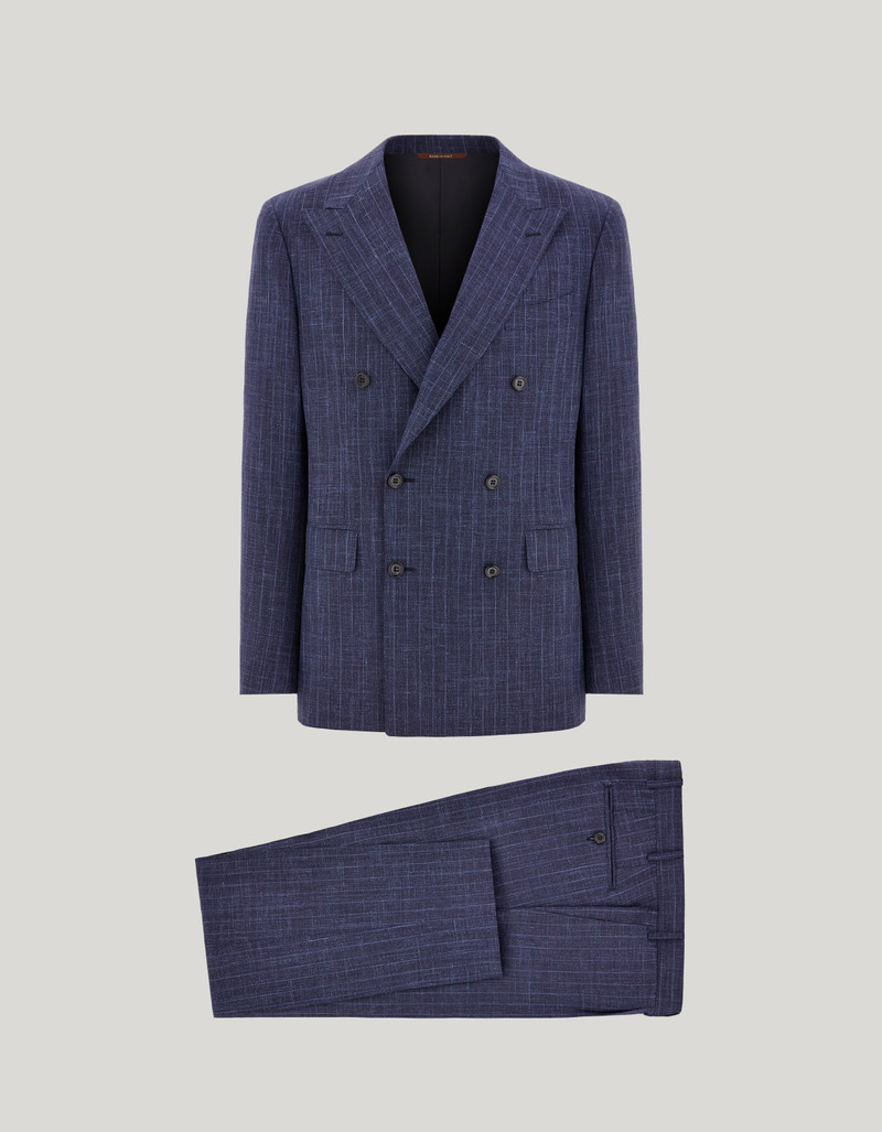LIGHT BLUE DENIM-EFFECT WOOL REGULAR-FIT SUIT 79