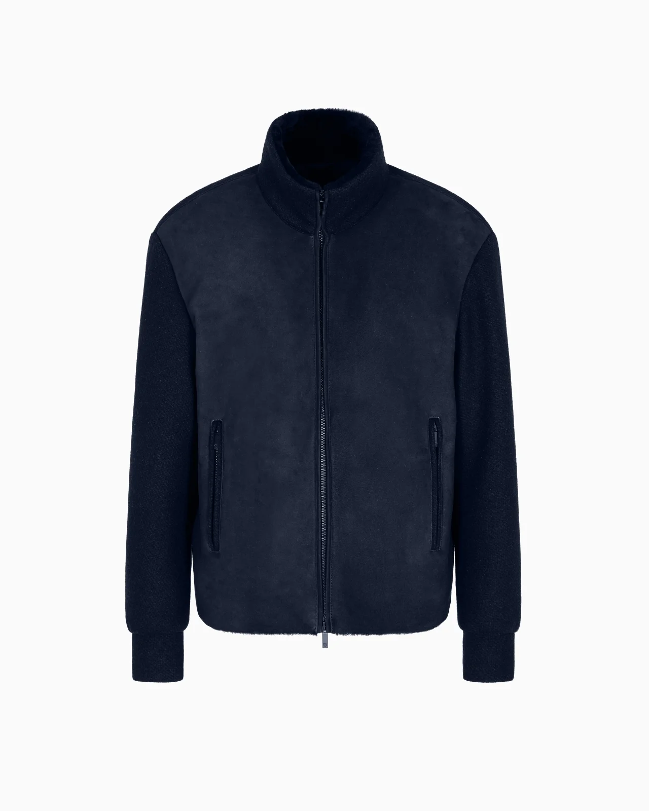 LAMB SHEARLING SUEDE AND VIRGIN WOOL BLOUSON - 1