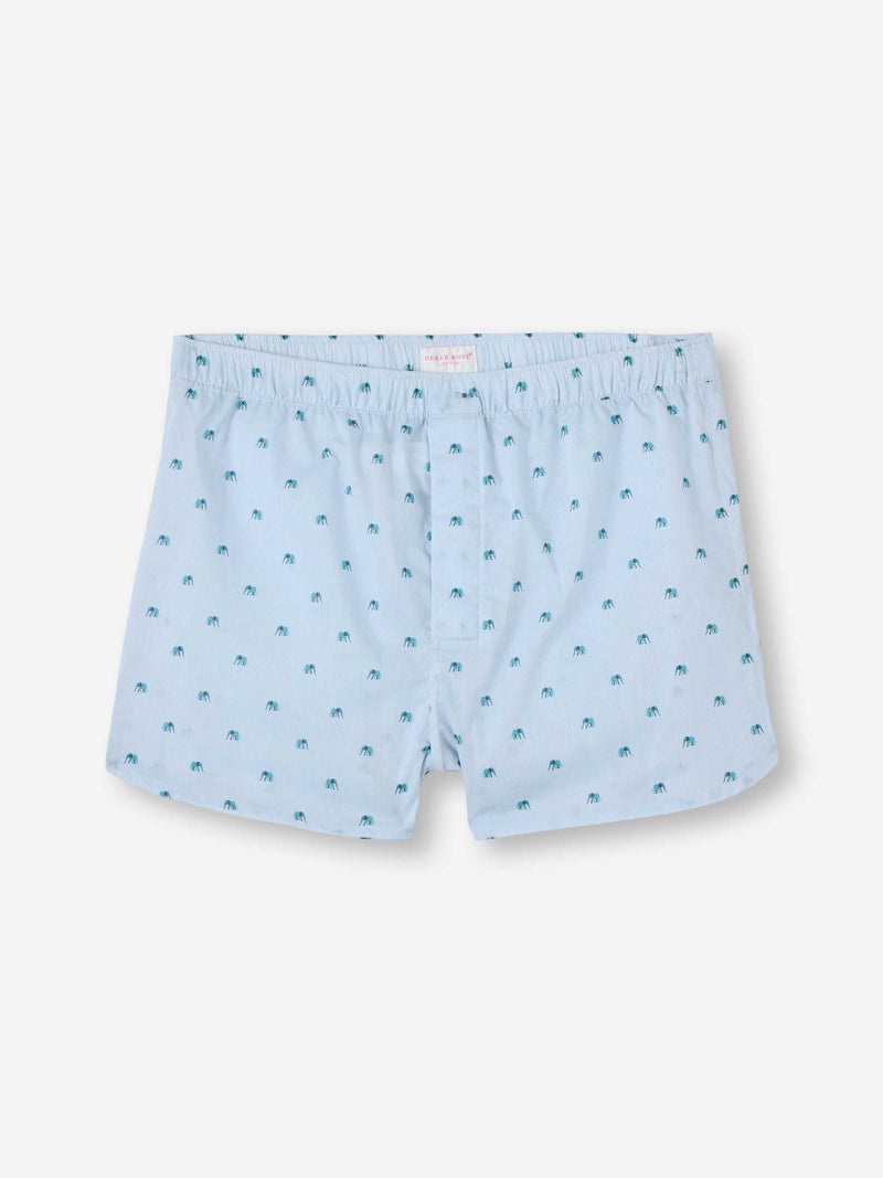 Men's Modern Fit Boxers Cotton Batiste Blue Elephant Print - 2