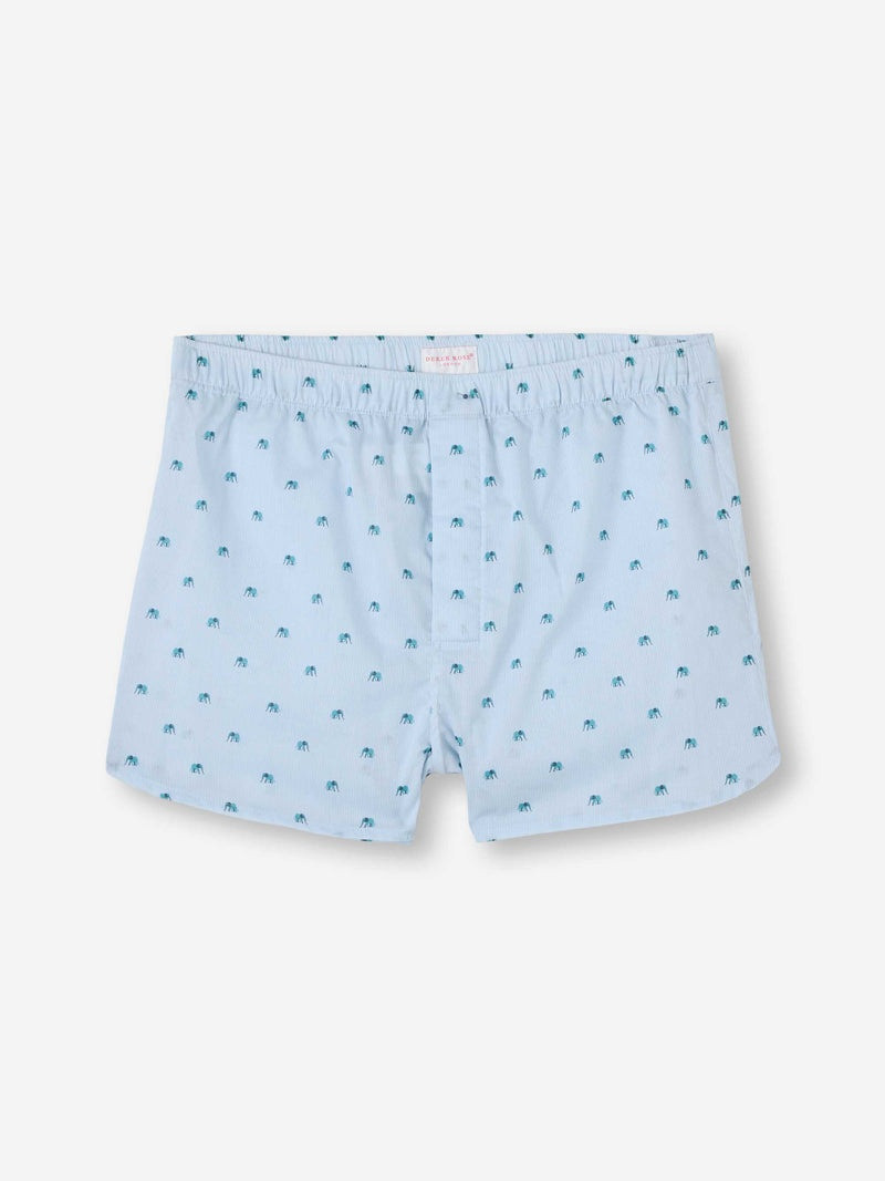 Derek Rose Men's Modern Fit Boxers Cotton Batiste Blue Elephant Print outlook