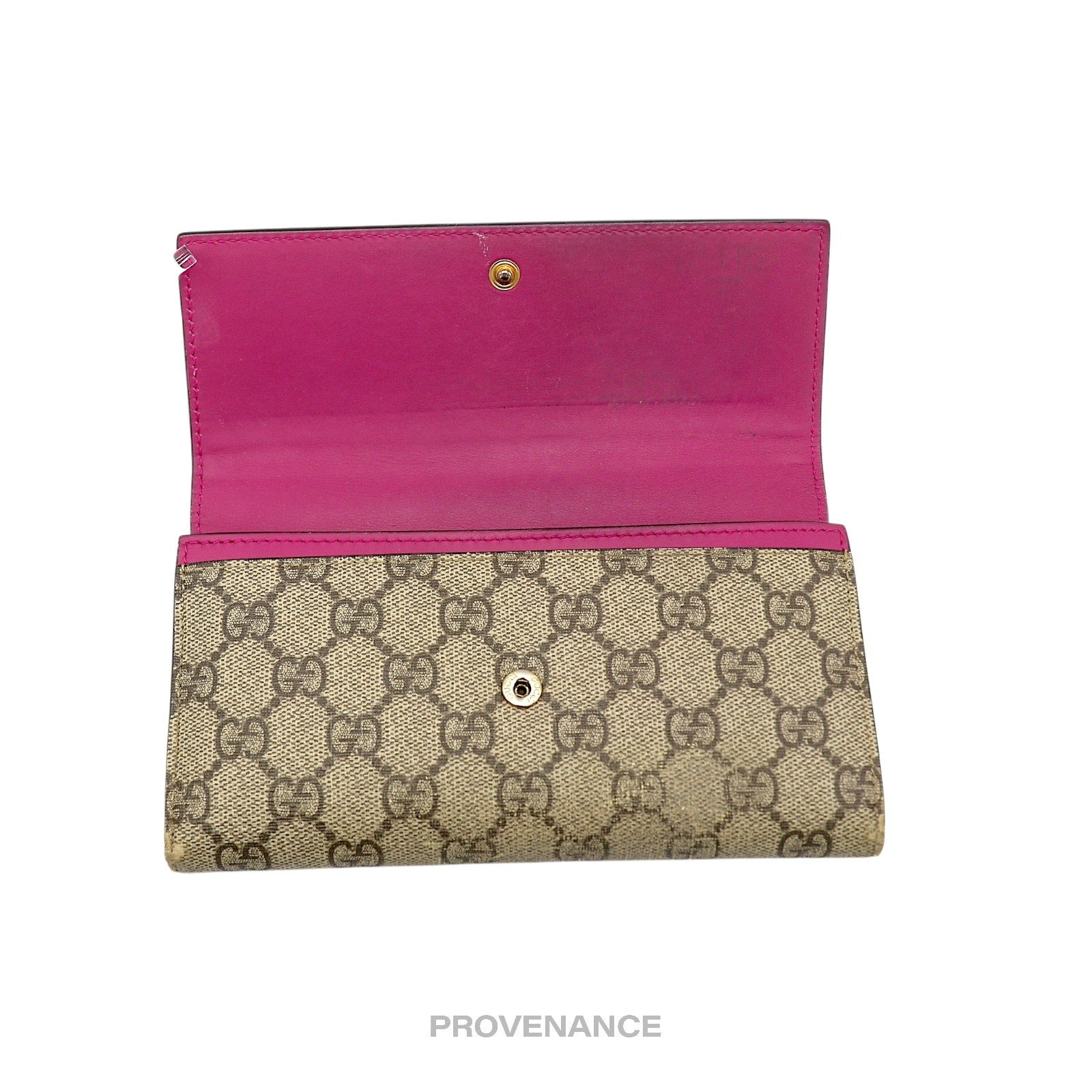 Gucci Snap Long Wallet - GG Supreme Red Pink - 6