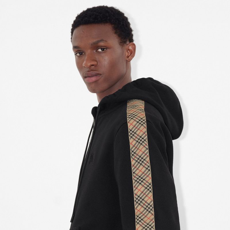 Burberry Check Trim Cotton Zip Hoodie outlook