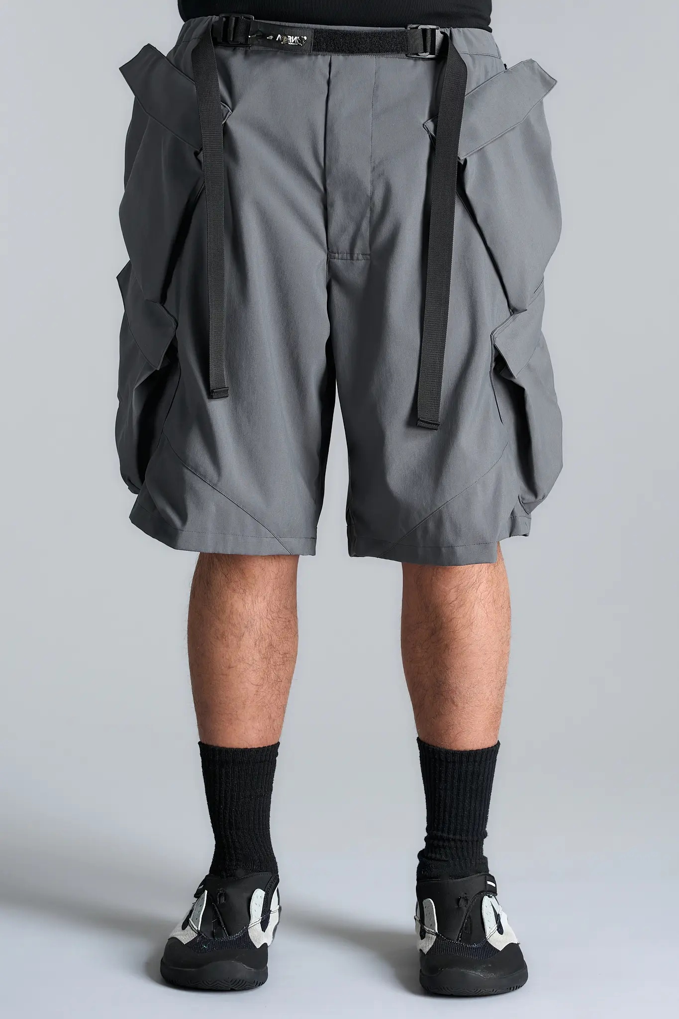 SP56A-M Nylon Stretch Double Cargo Short Pant Gray - 3
