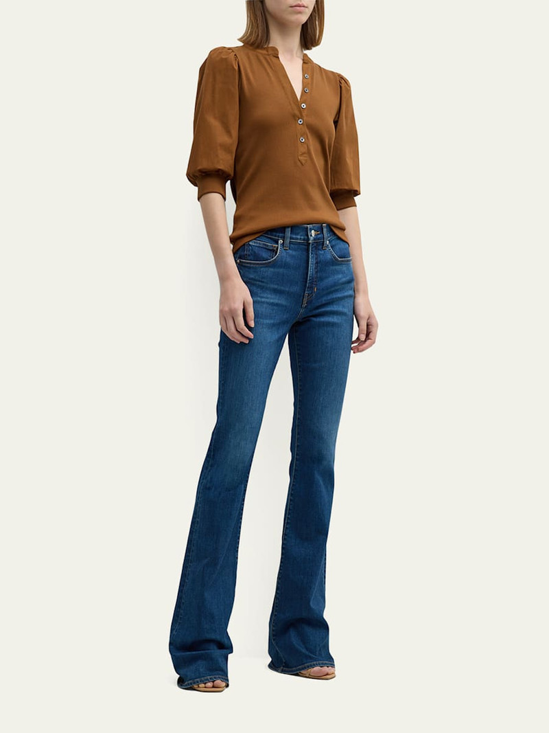 VERONICA BEARD Coralee Puff Sleeve Button-Front Top outlook