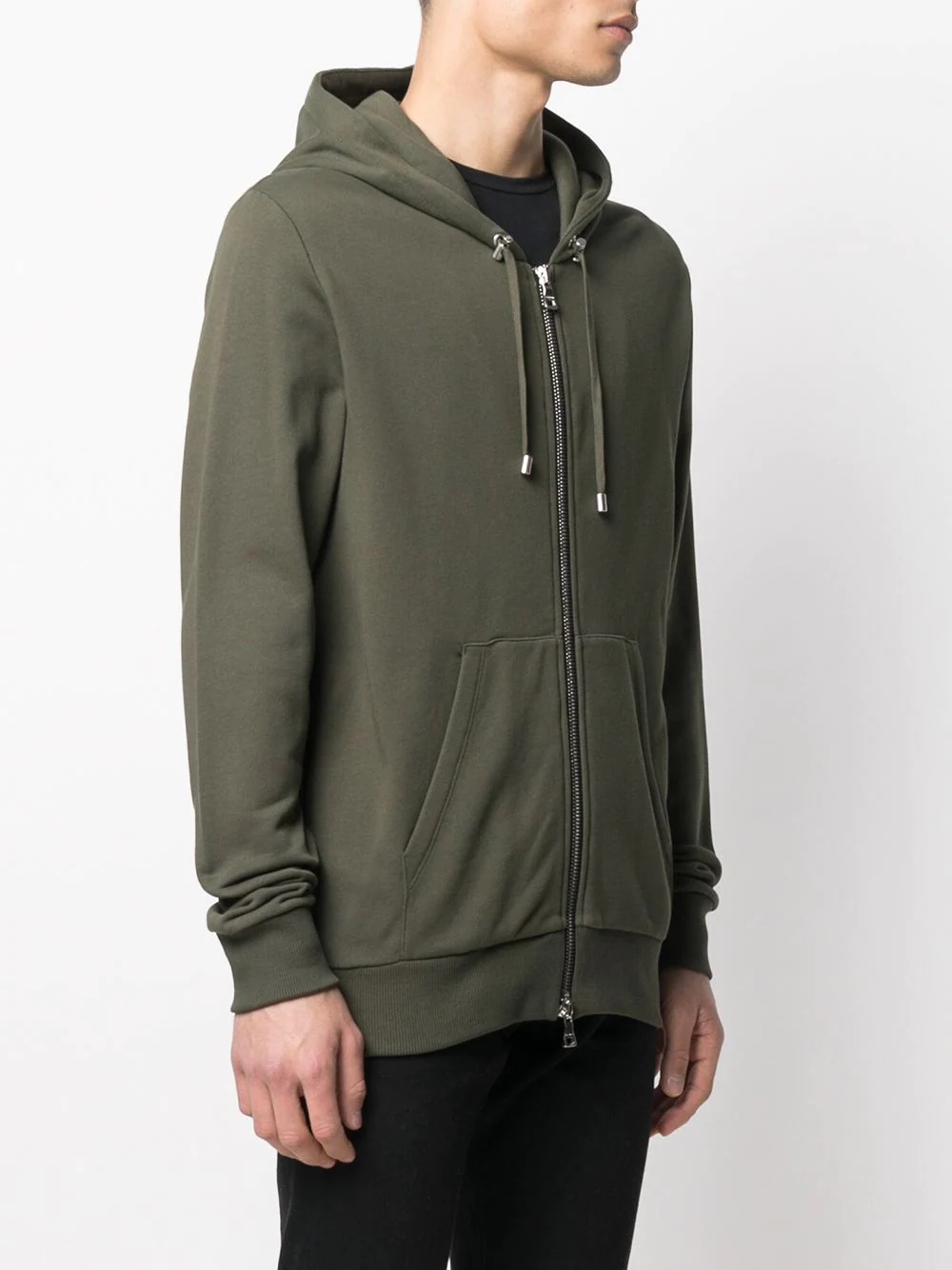 zipped logo embossed hoodie - 3