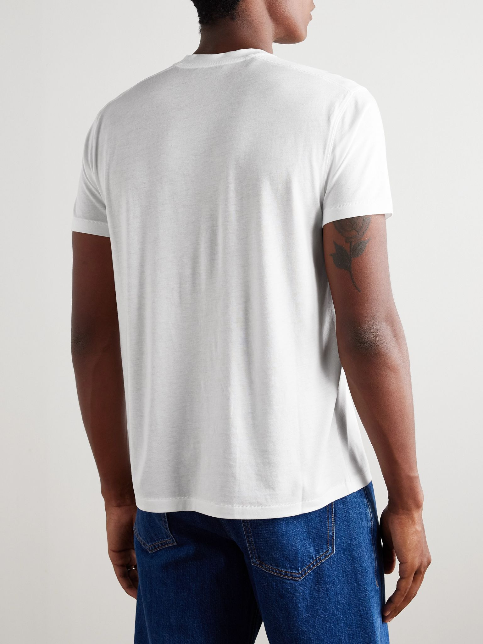 Slim-Fit Lyocell and Cotton-Blend Jersey T-Shirt White - 4