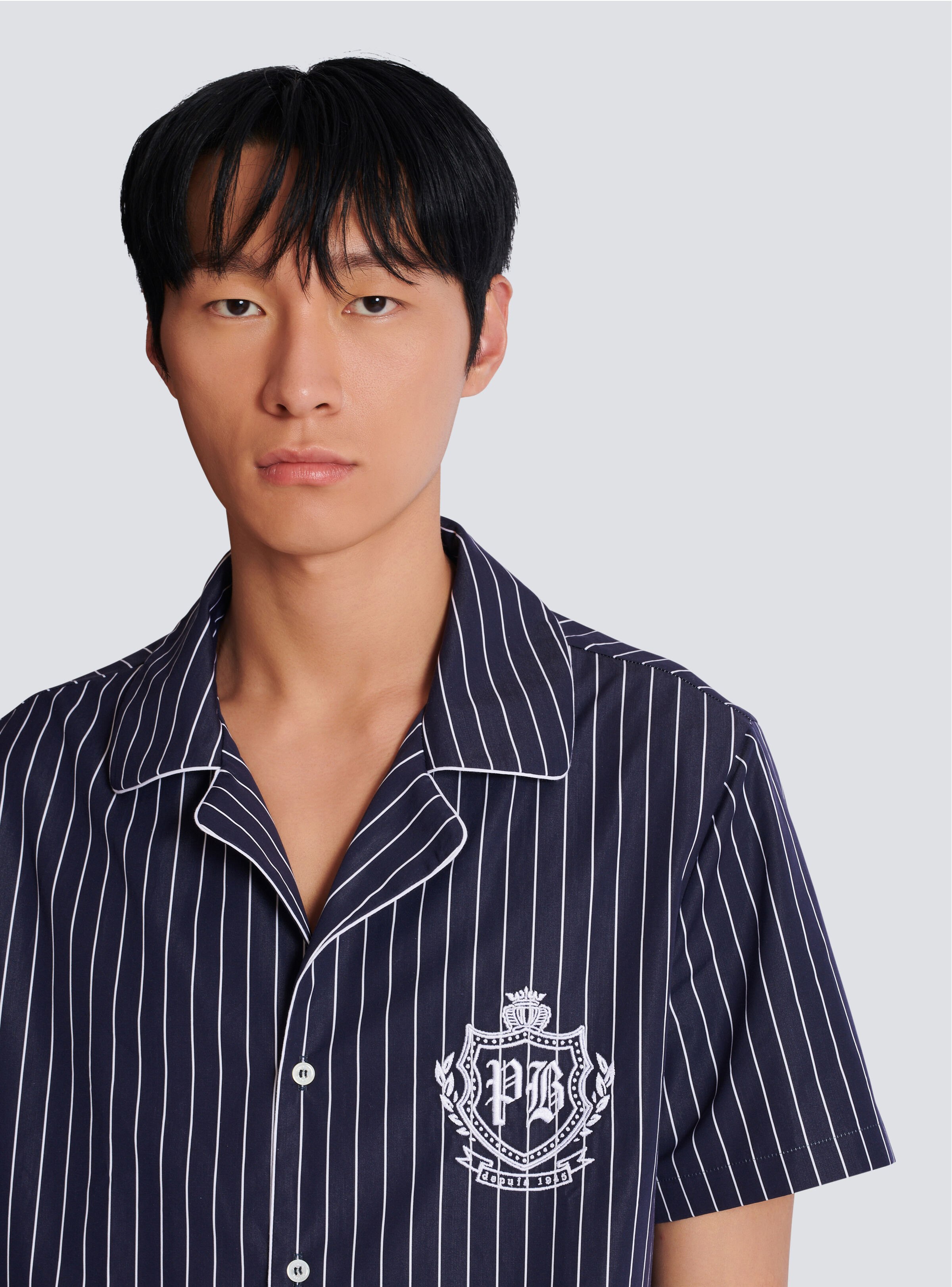 Striped poplin pyjama shirt - 8