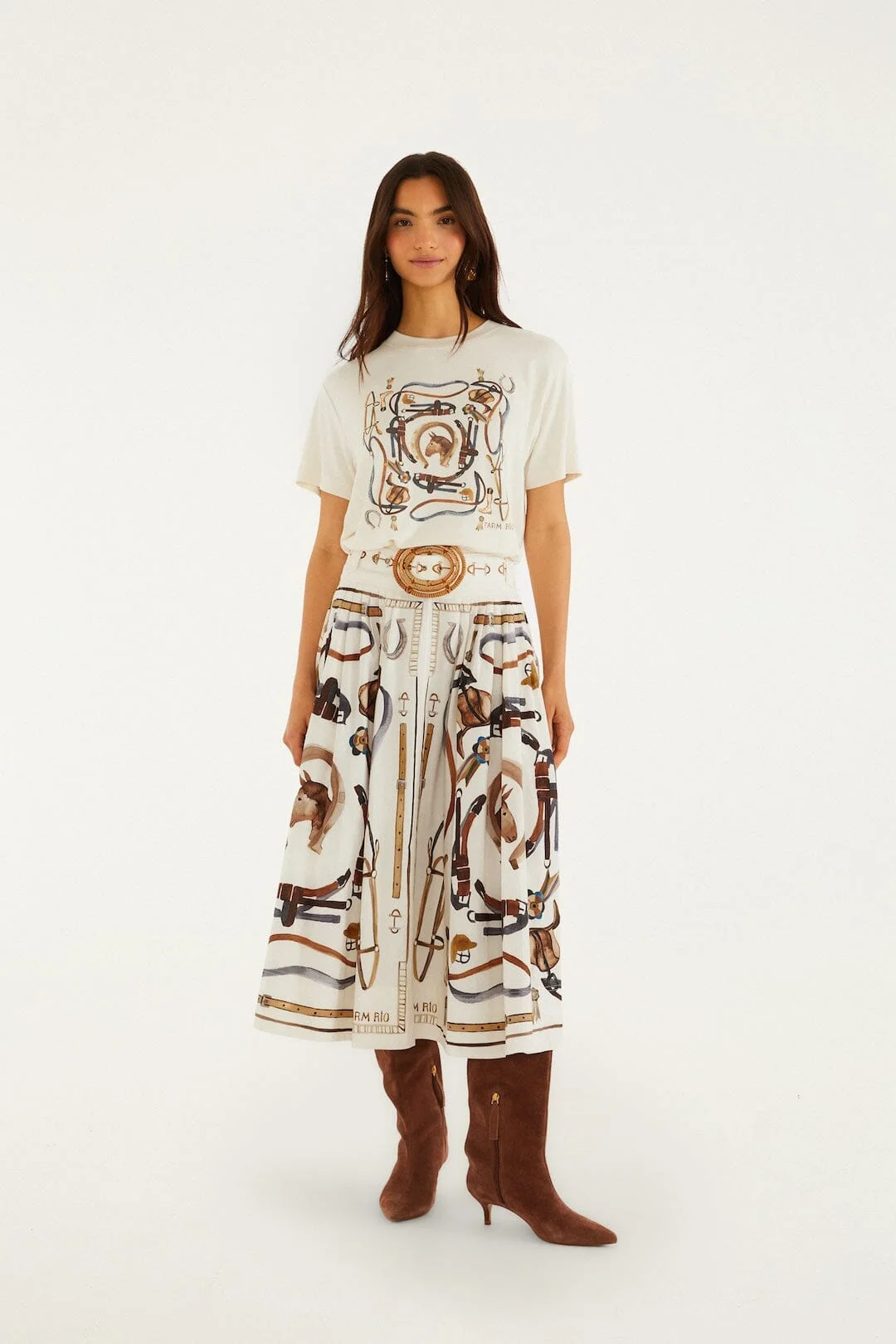 Off-White Equestrian Scarf Belted Midi Skirt - 1
