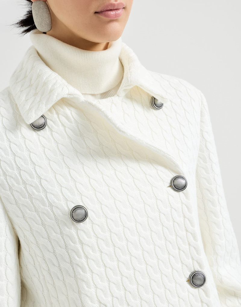 Cotton cable knit blazer with monili 4