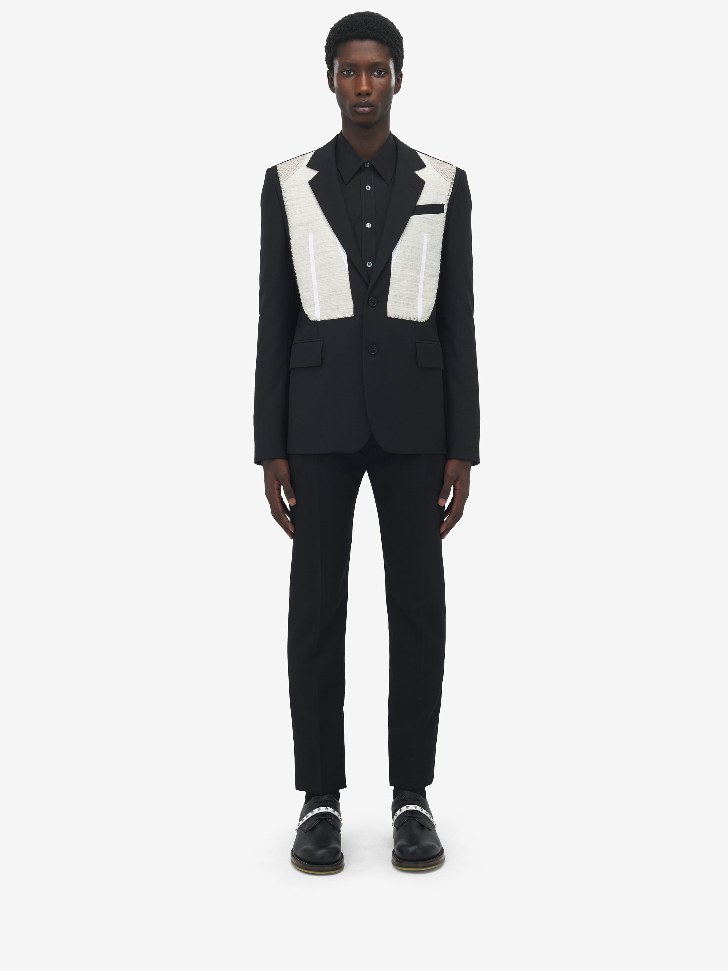Canvas Detail Single-Breasted Jacket - 3