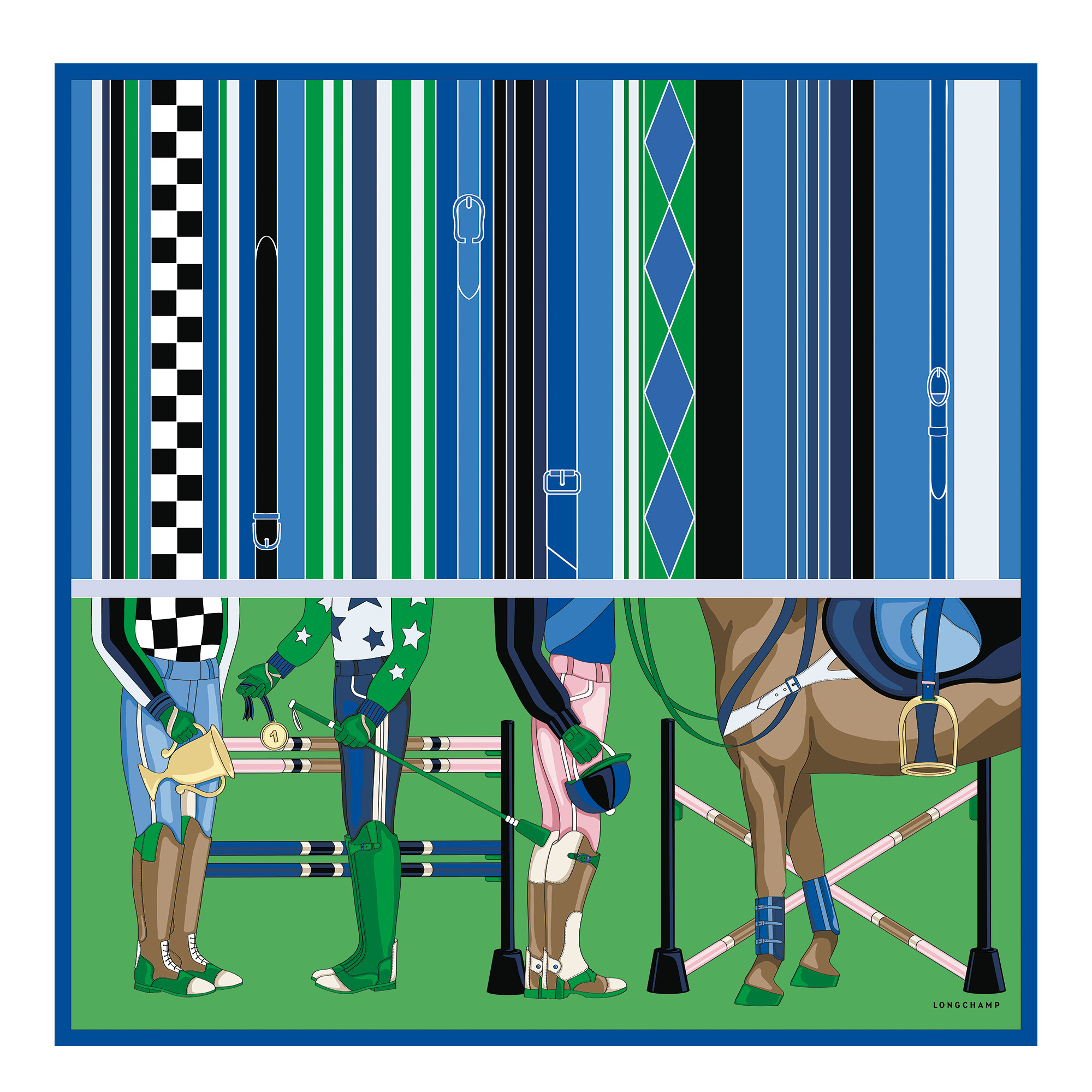 Jockey Longchamp Silk scarf 90 Lawn - OTHER - 1