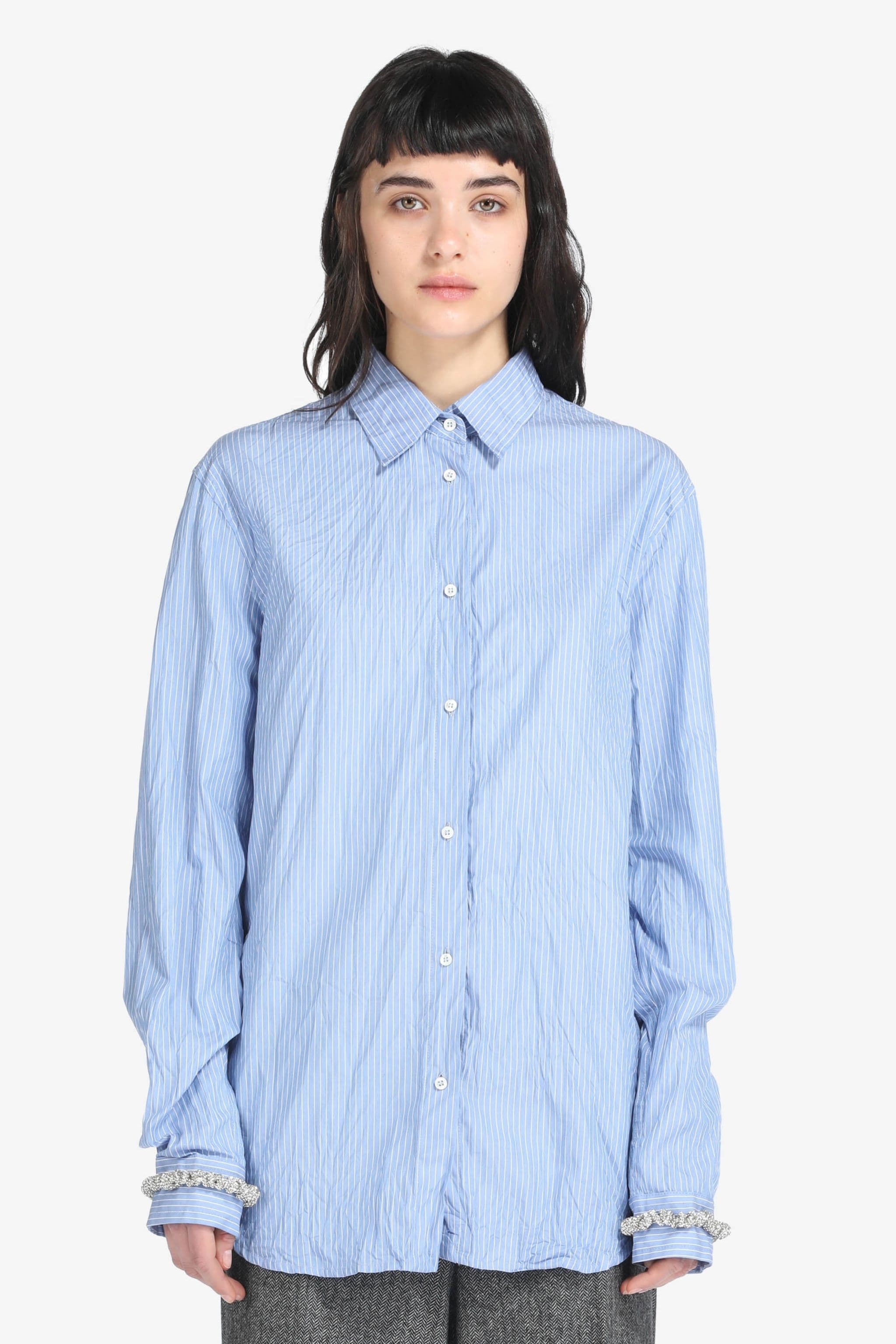 PINSTRIPED CREASE-EFFECT SHIRT - 1