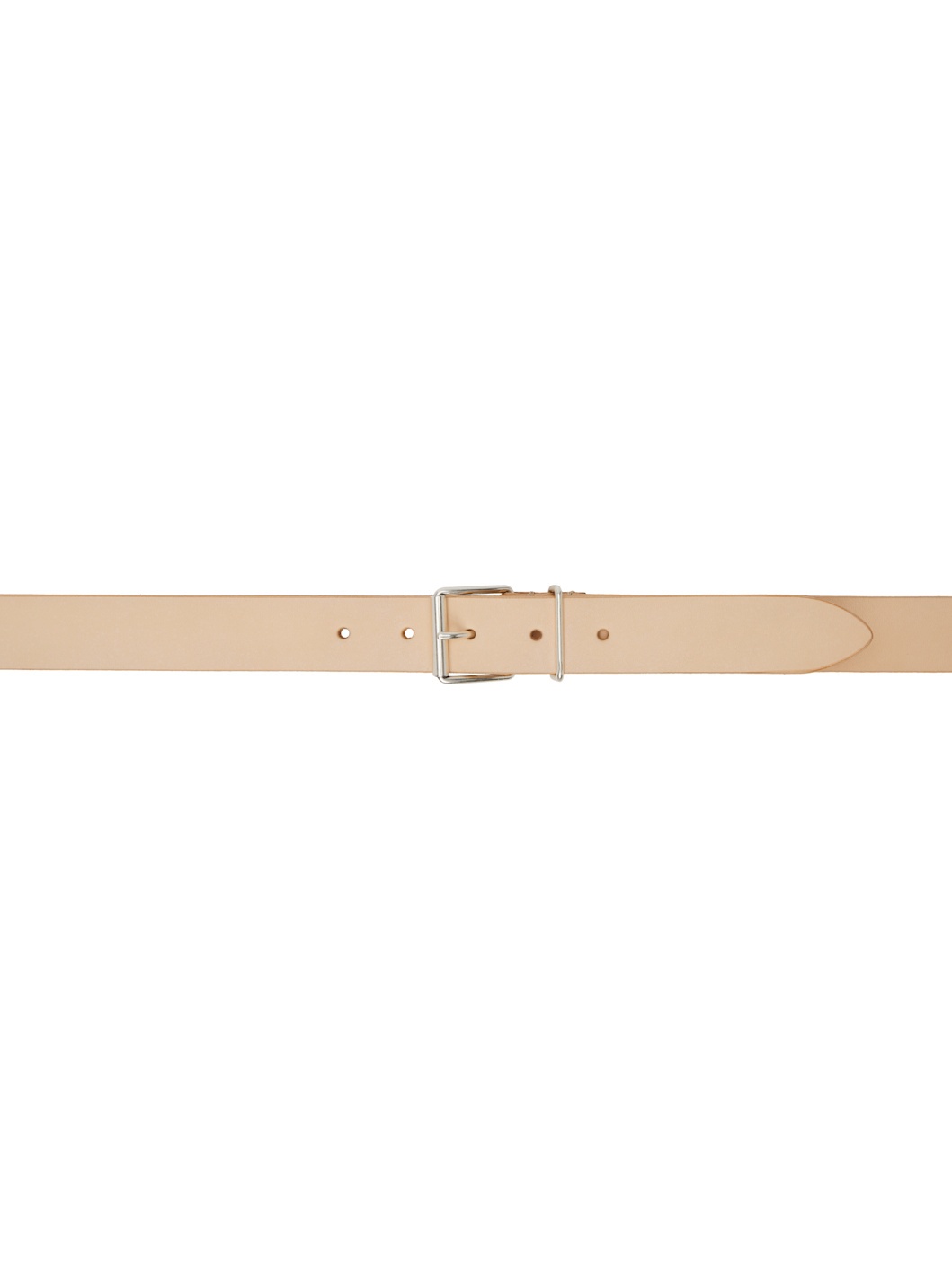Beige Narrow Casual Leather Belt - 1