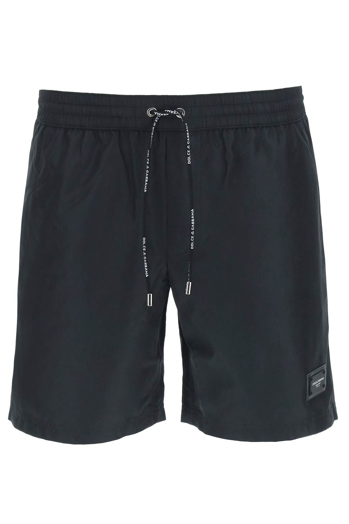 SWIM TRUNKS WITH LOGO PLAQUE - 1