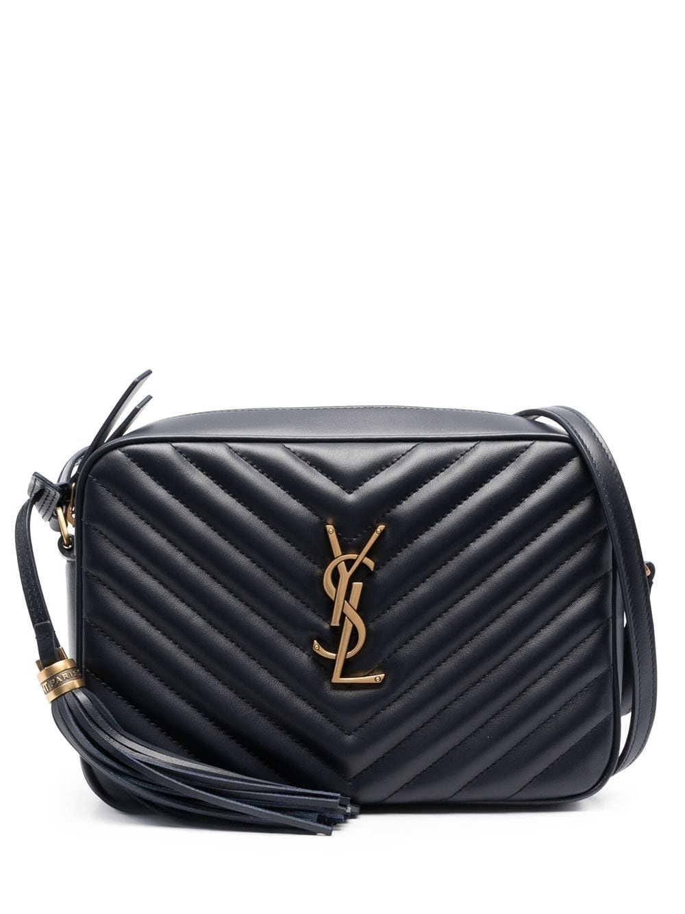 Shop Saint Laurent LOU LOU CAMERA BAG IN CROCODILE-EMBOSSED SHINY