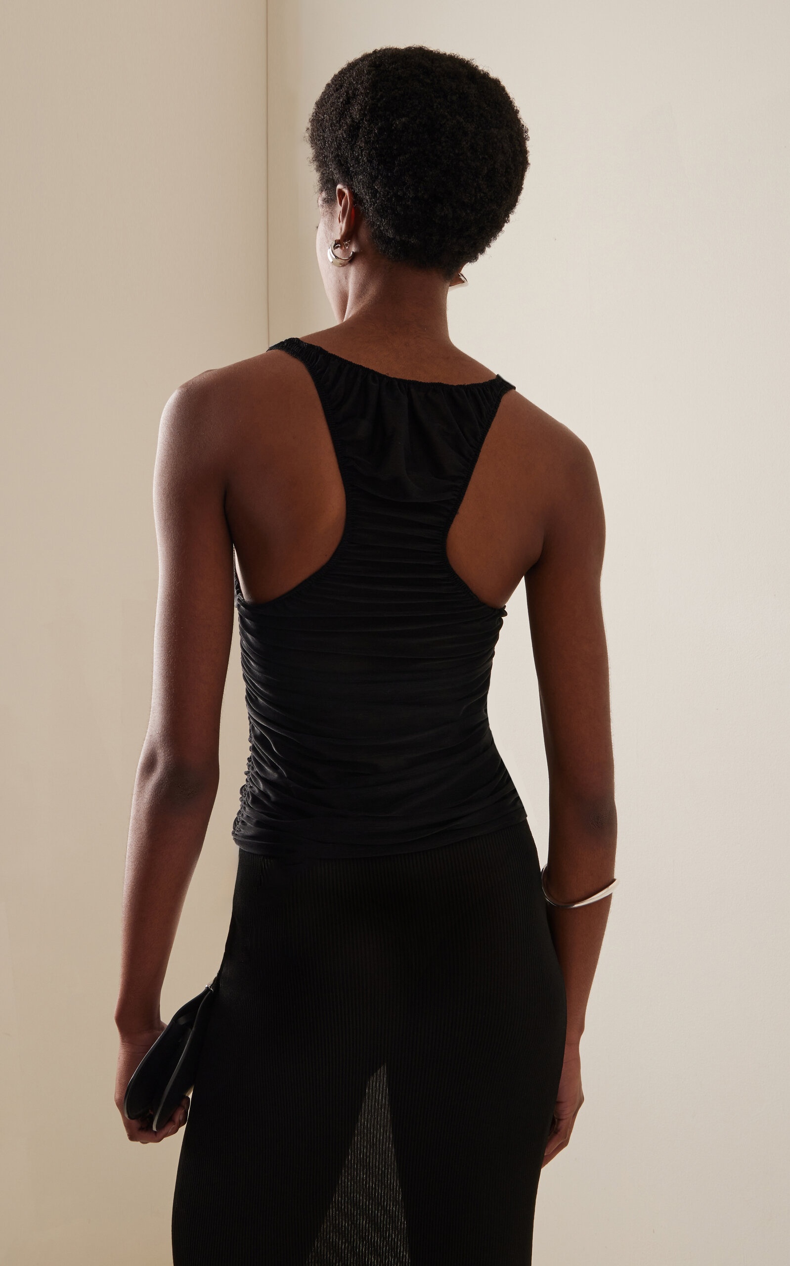 Ruched Fine-Knit Tank Top black - 4
