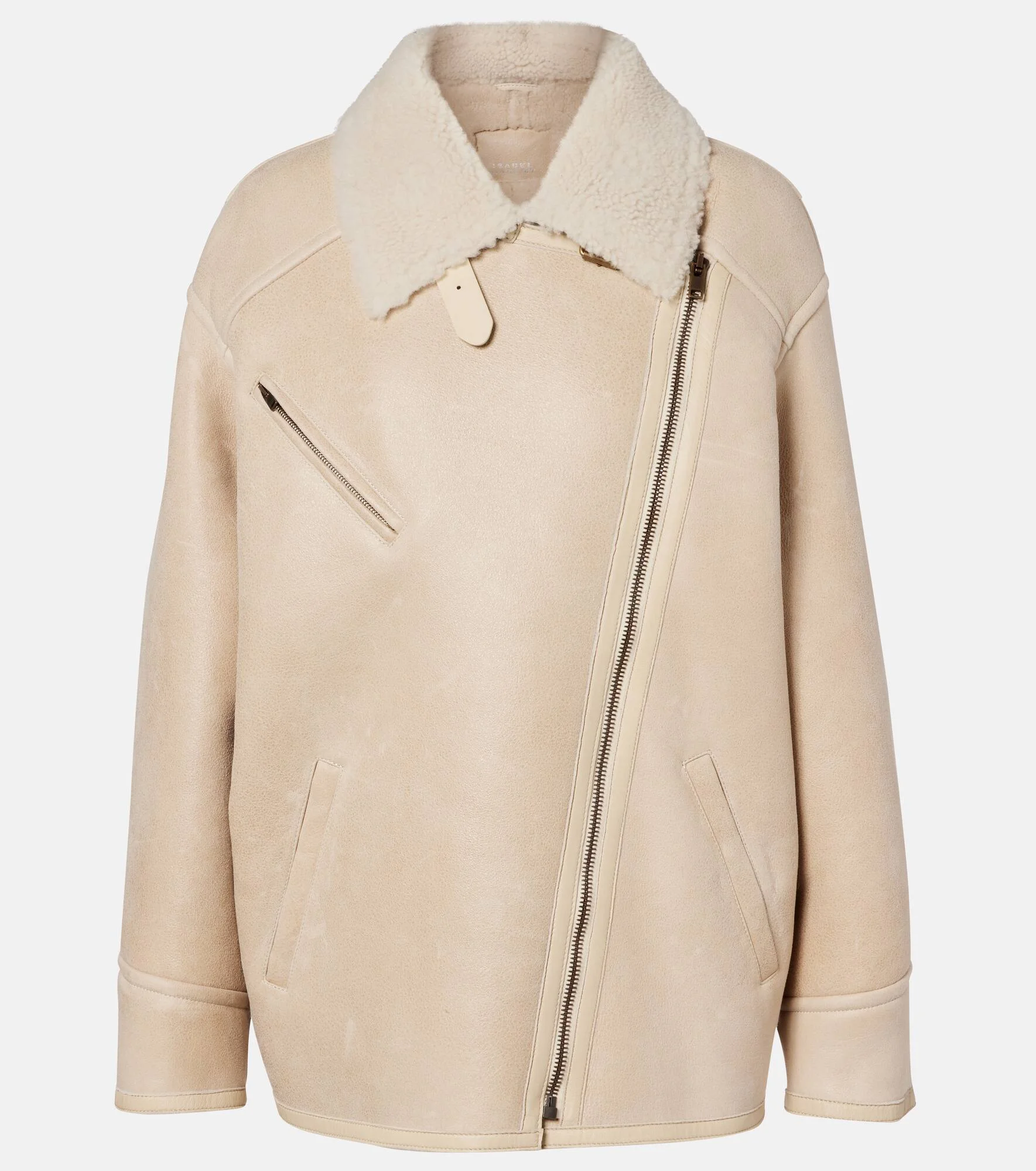 Adelina shearling-trimmed leather jacket - 1