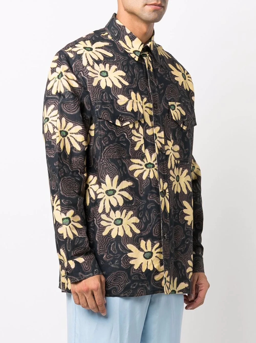 floral print shirt jacket - 3