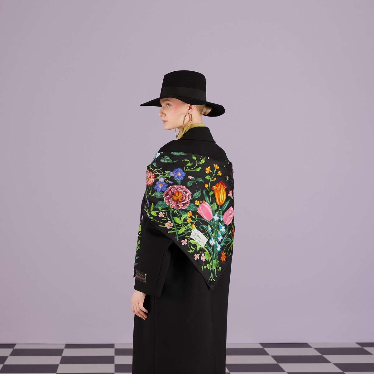 Flora print silk shawl - 3