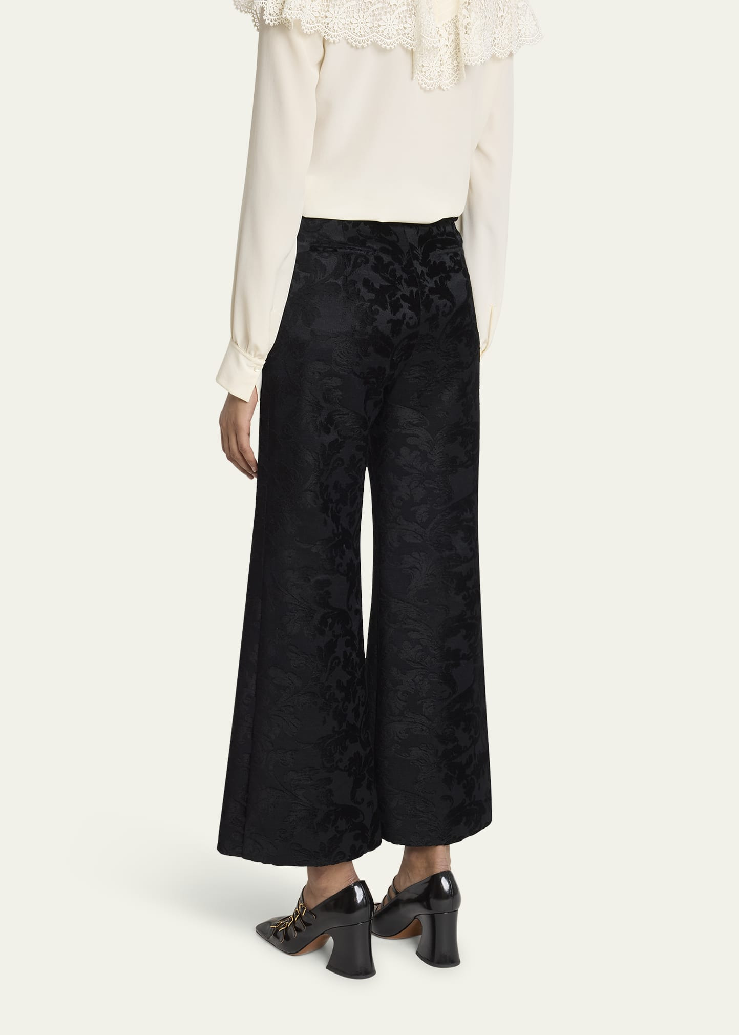 Baroque Jacquard Flare Ankle Pants - 3