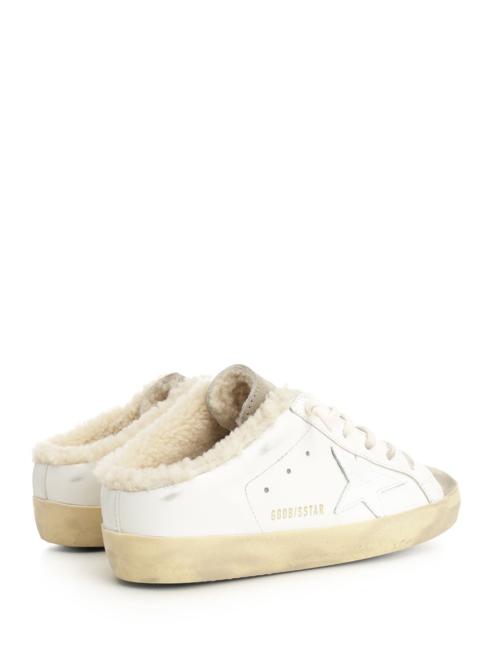 Super-Star Sabot Leather Upper Suede Toe Shiny Leather Star Shearling Lining Sneakers White - 3