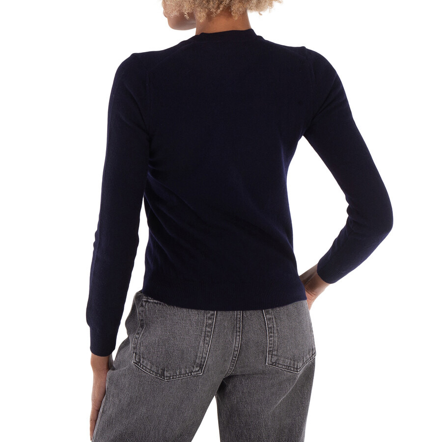 Comme Des Garcons Ladies Heart Logo Cardigan In Navy - 5