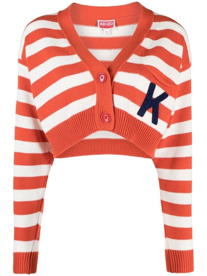 striped cropped cardigan - 1