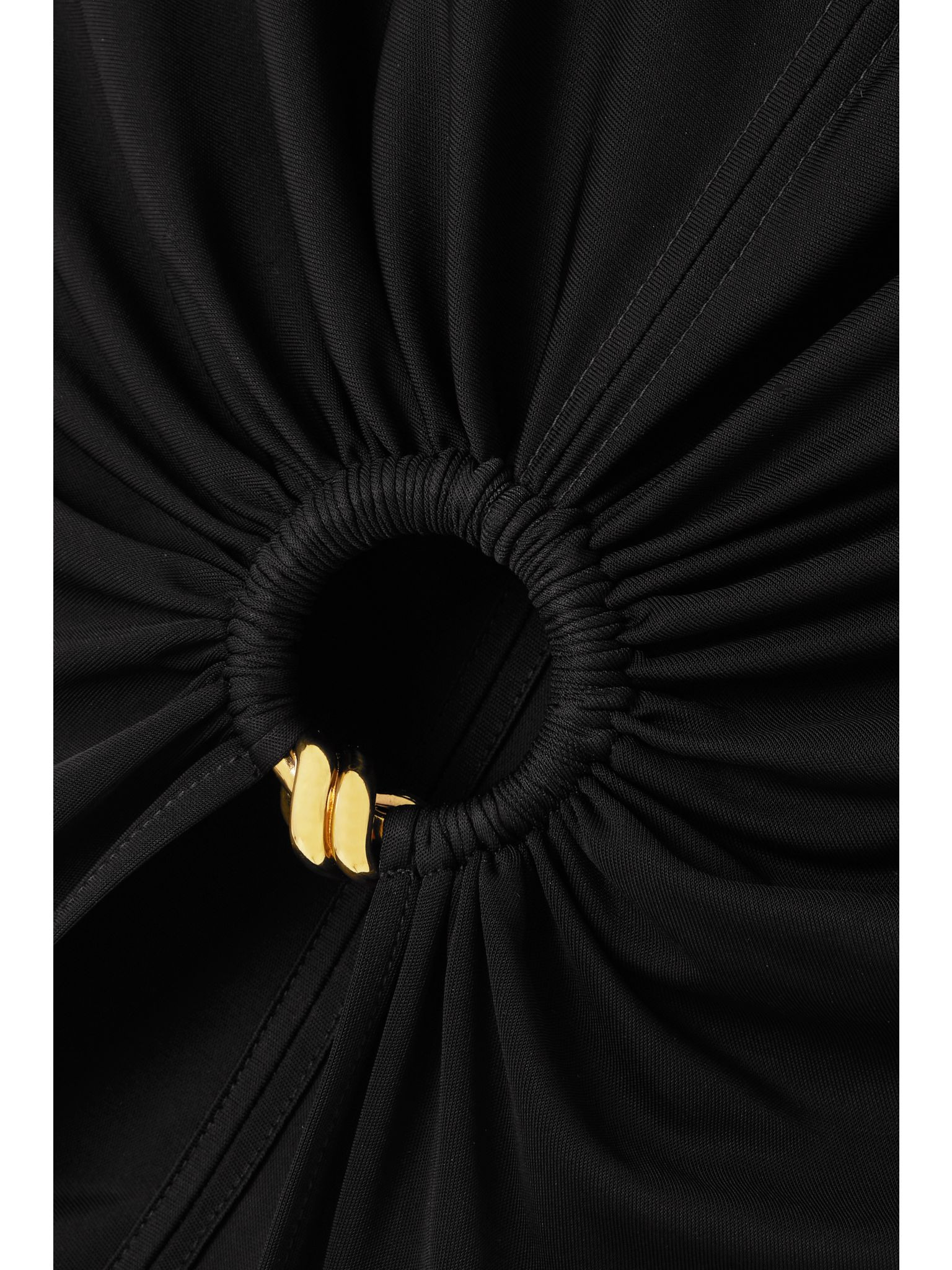 Cutout embellished gathered satin-jersey maxi dress Black - 4