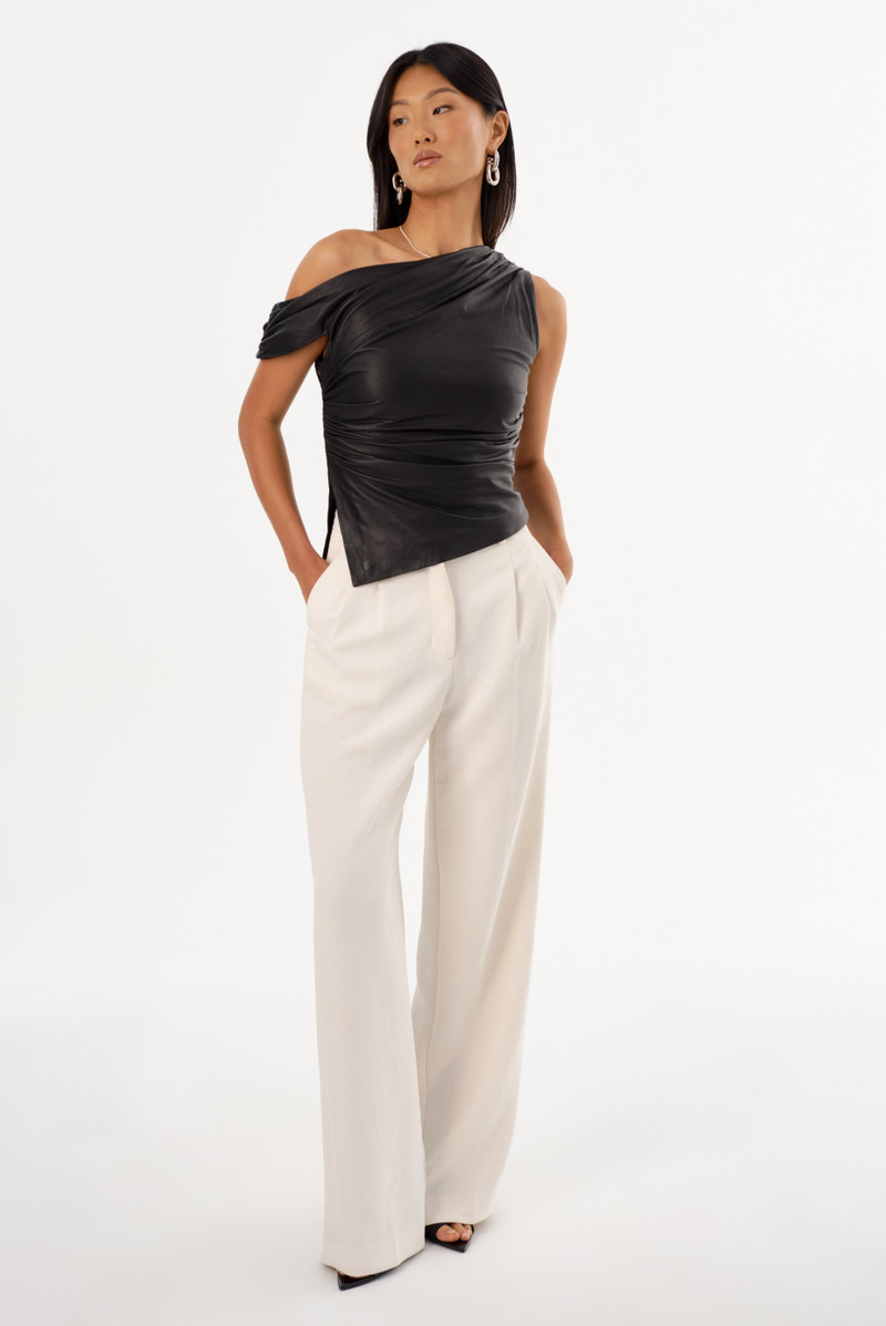 SANNE | Leather Draped Top 4